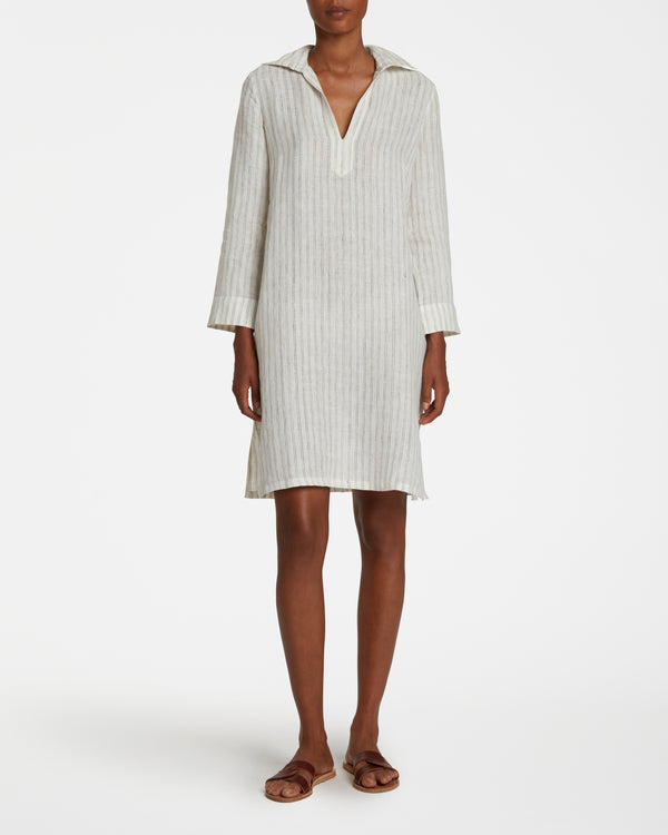 Alina Check And Stripes Medium Caftan Black