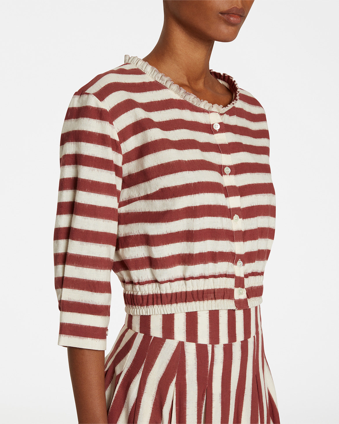 Rosei Ikat Stripes Top Tabacco