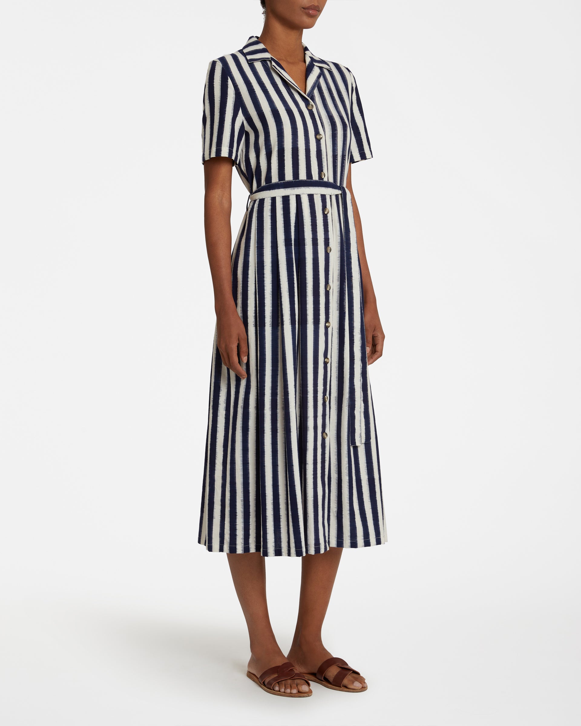 Claudia Dress in Ikat Stripes