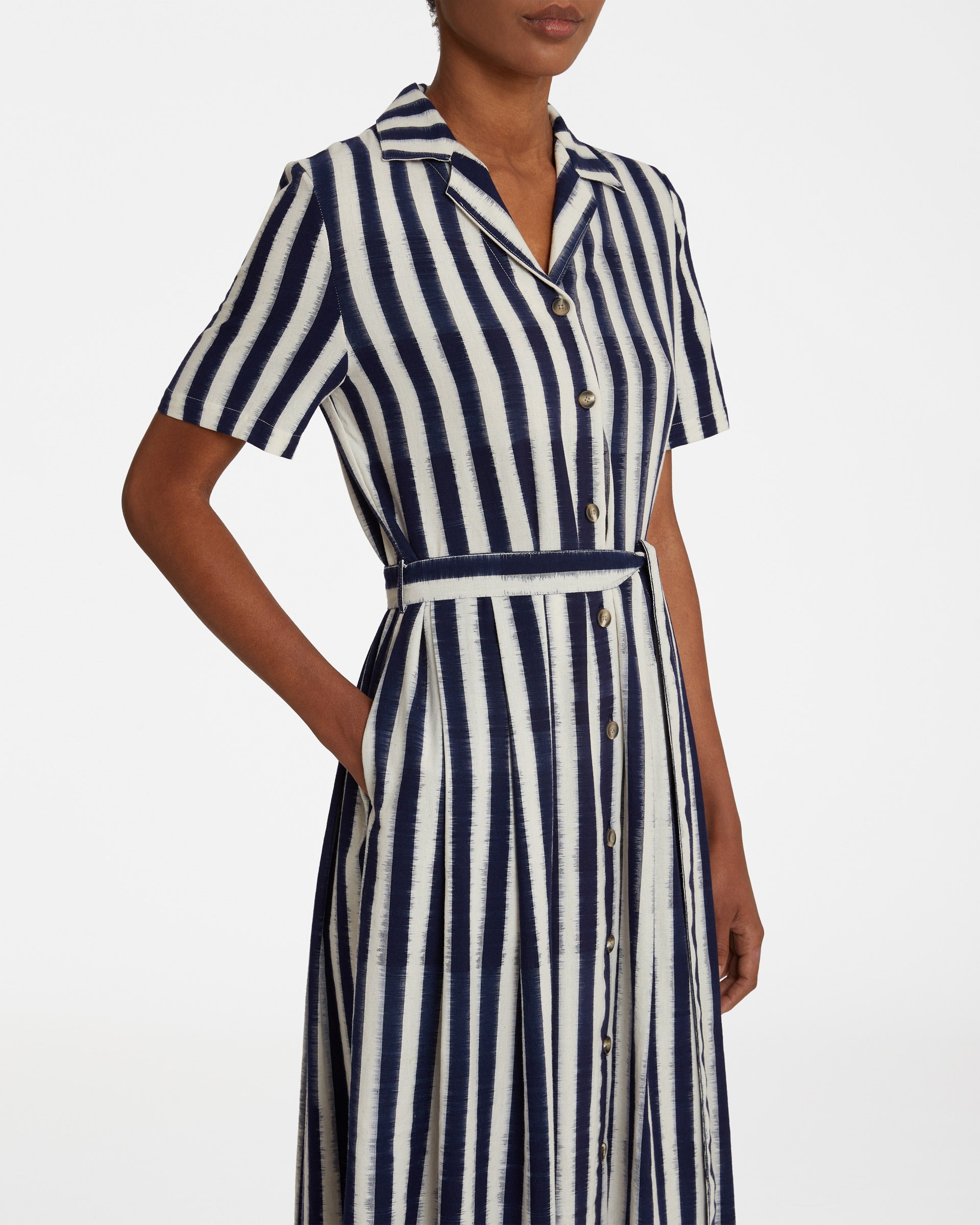 Claudia Dress in Ikat Stripes