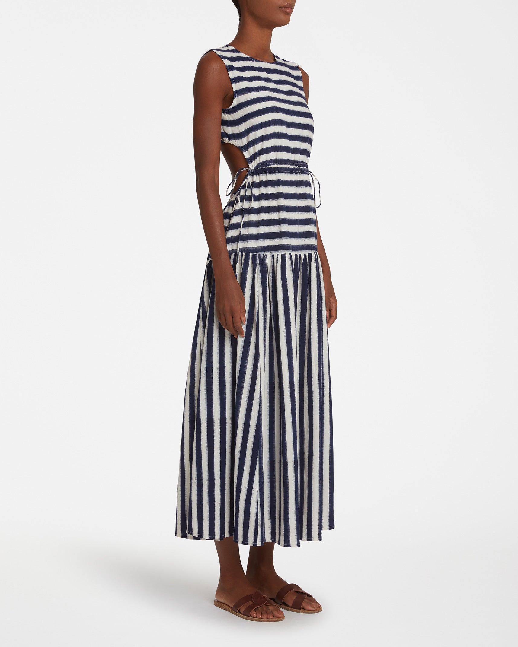 Pulcheria Dress in Ikat Stripes
