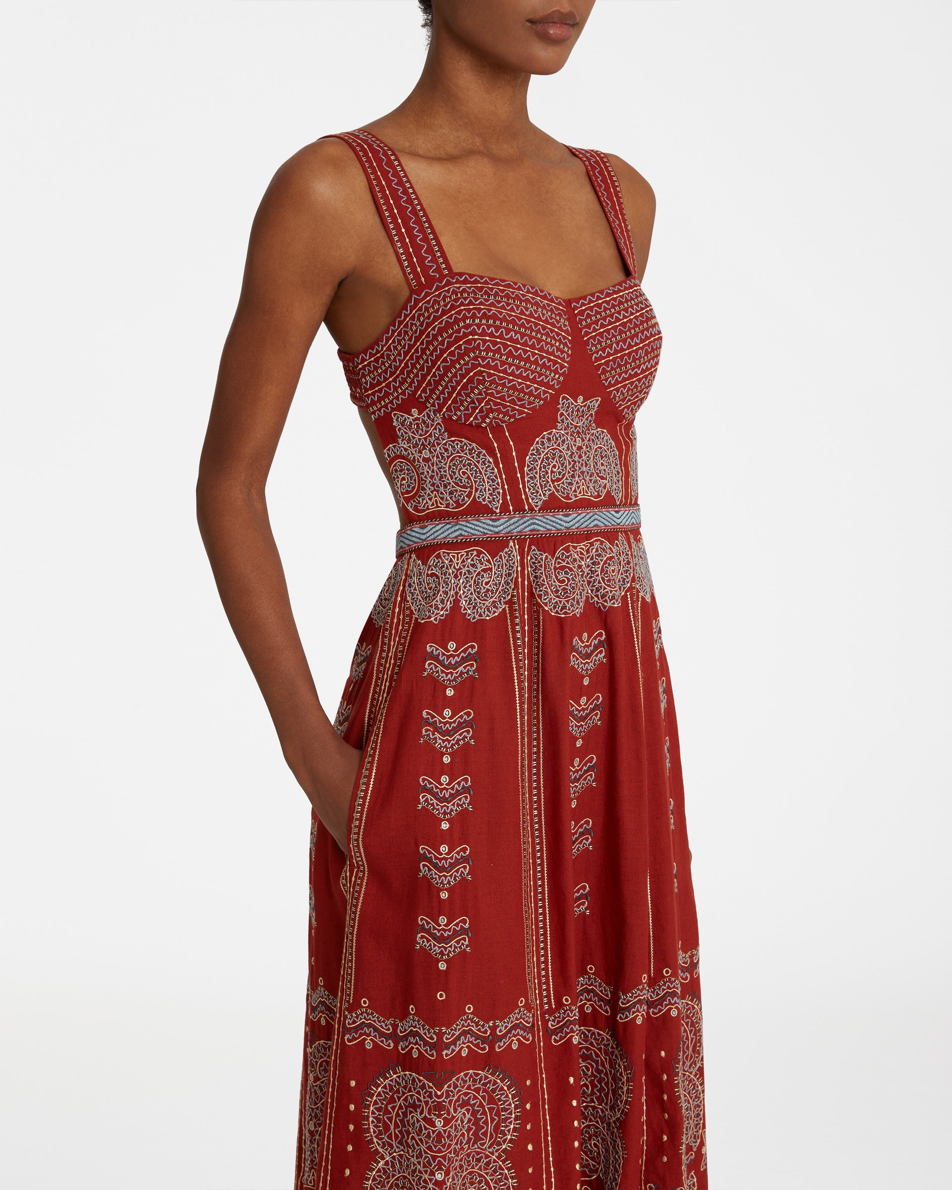 Azzurra Dress with Karabuk Embroidery