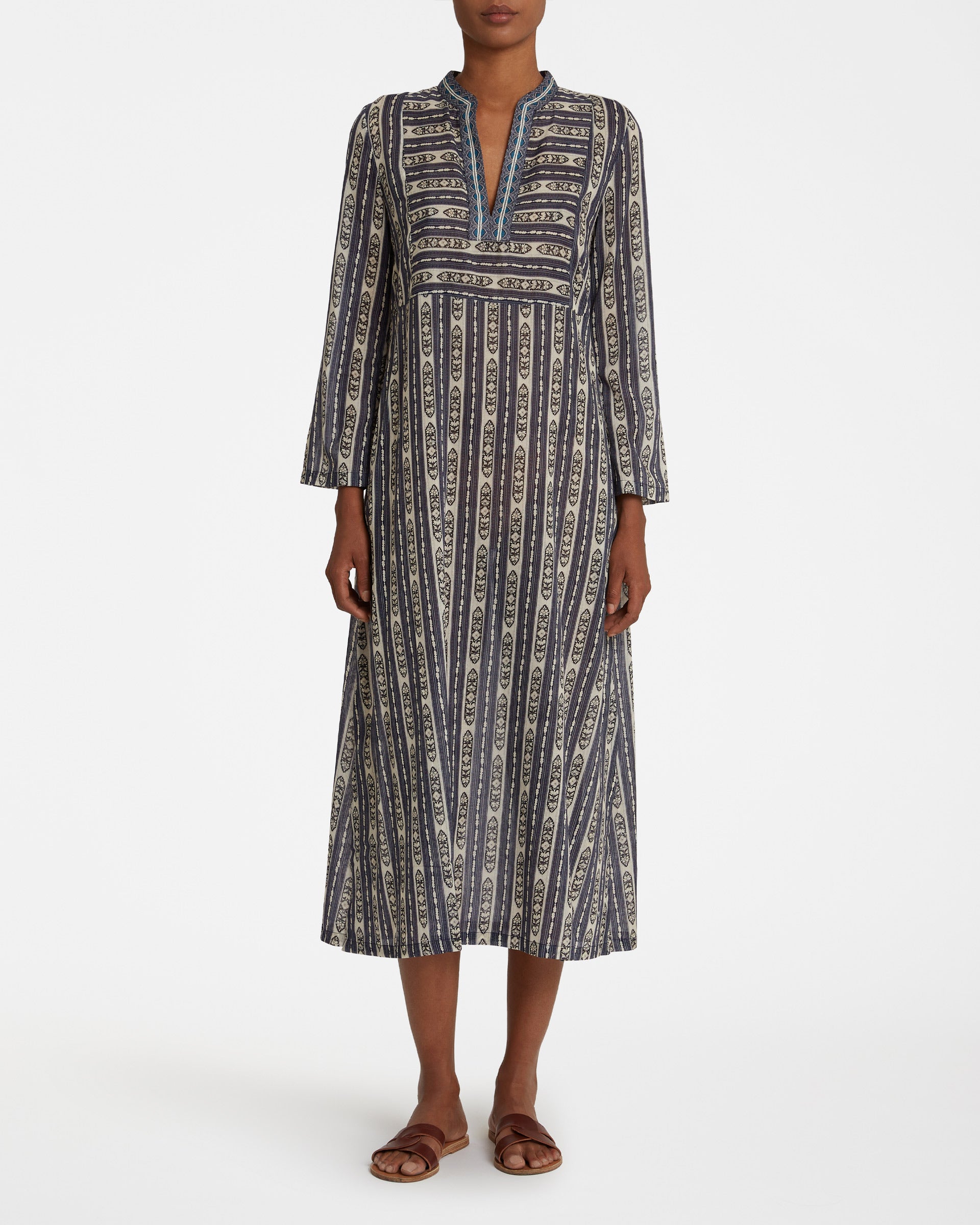 Giada Caftan in Marble Flowers Print