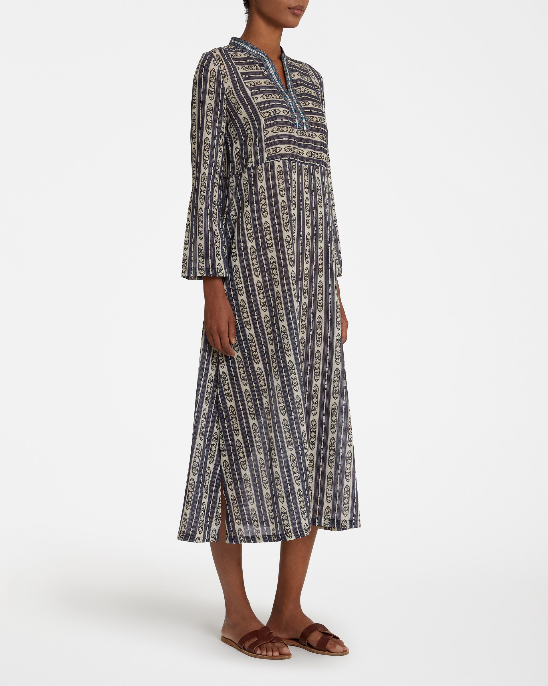 Giada Caftan in Marble Flowers Print