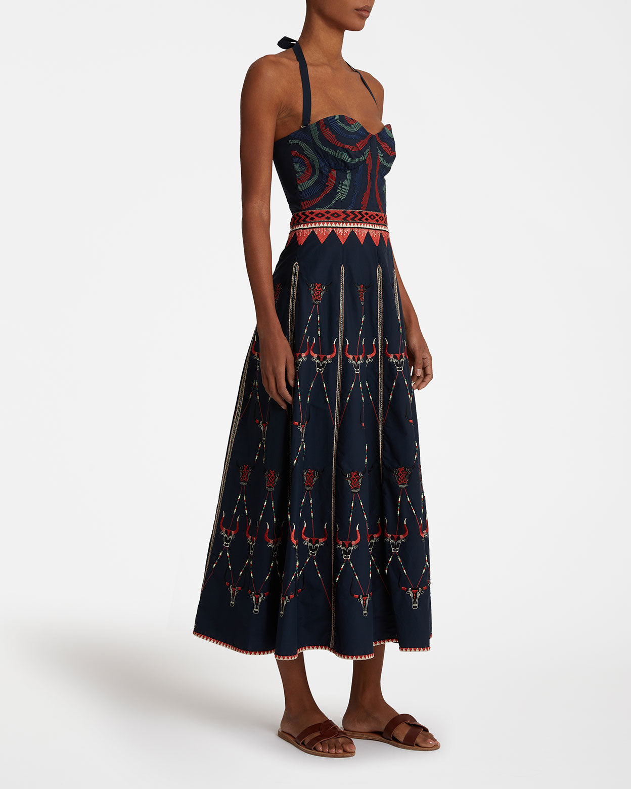 Lotty Dress with Sacred Bulls Embroidery