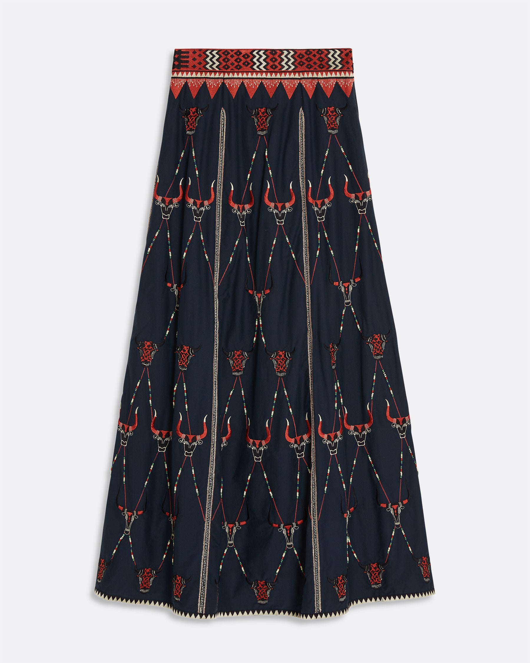 Camille Skirt with Sacred Bulls Embroidery