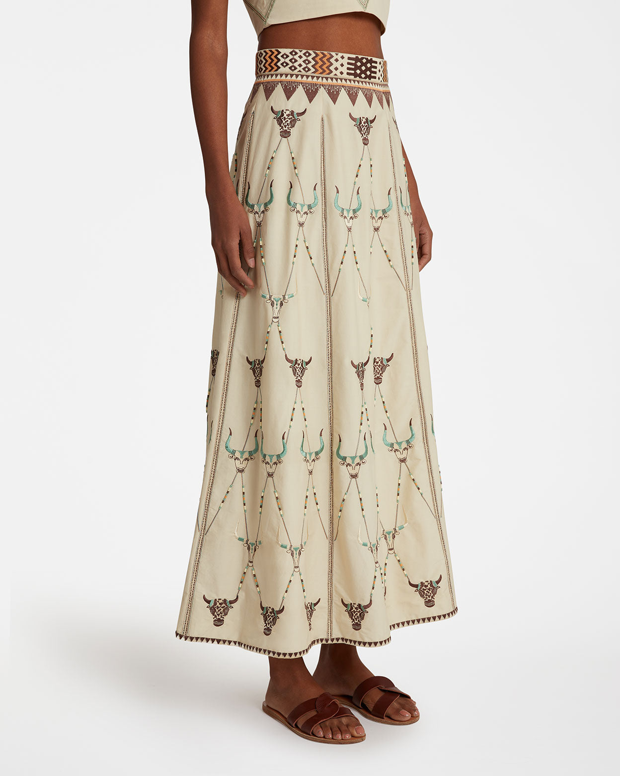 Camille Skirt with Sacred Bulls Embroidery