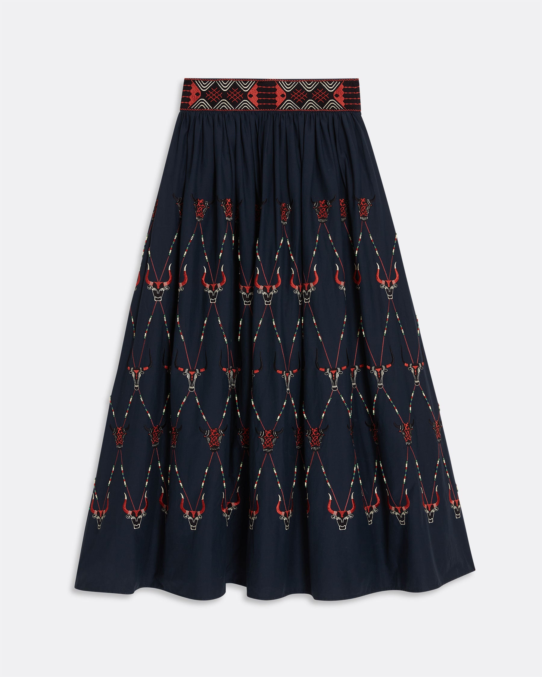 Ombretta Skirt With Sacred Bulls Embroidery