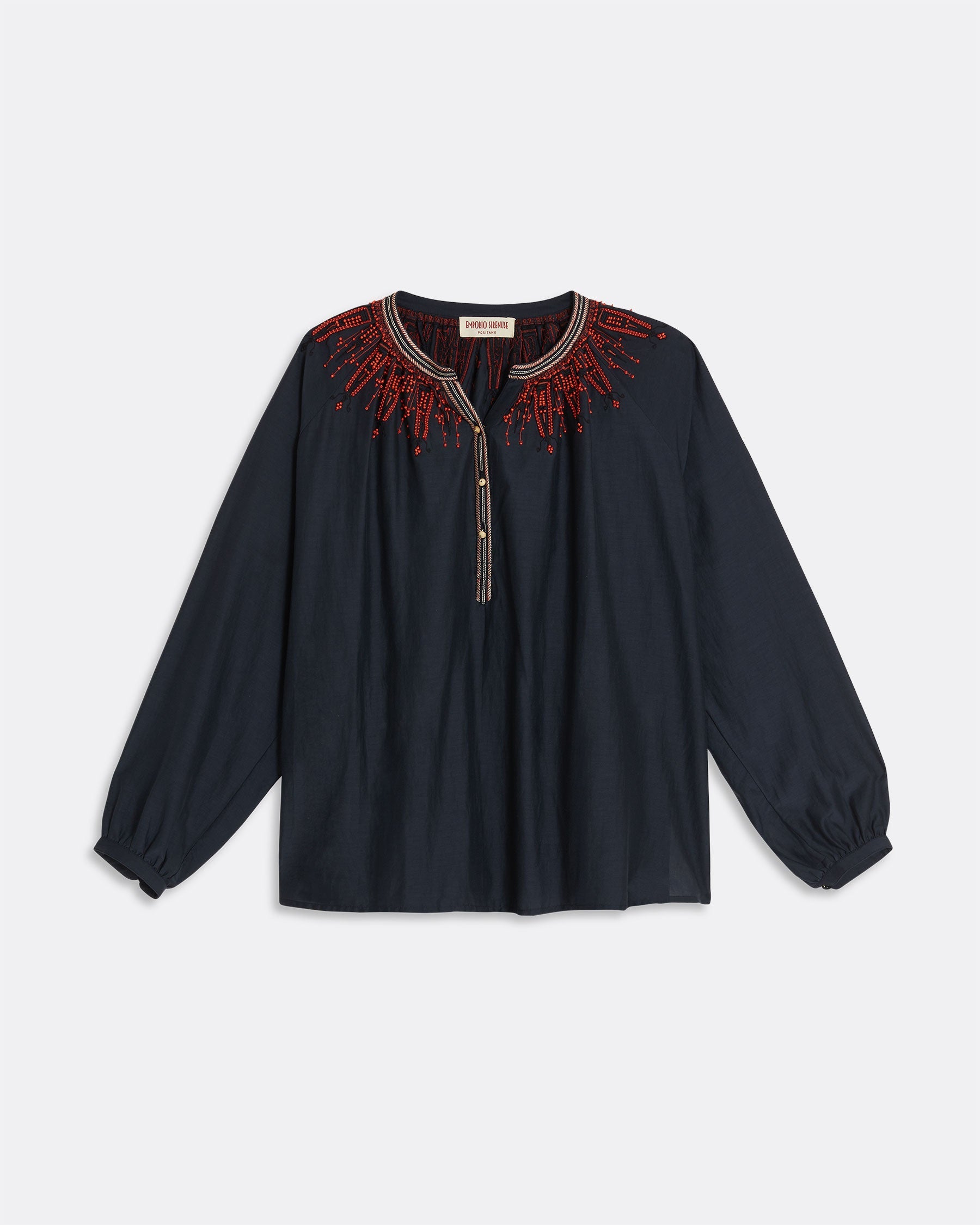 Sun Shirt with Sacred Bulls Embroidery