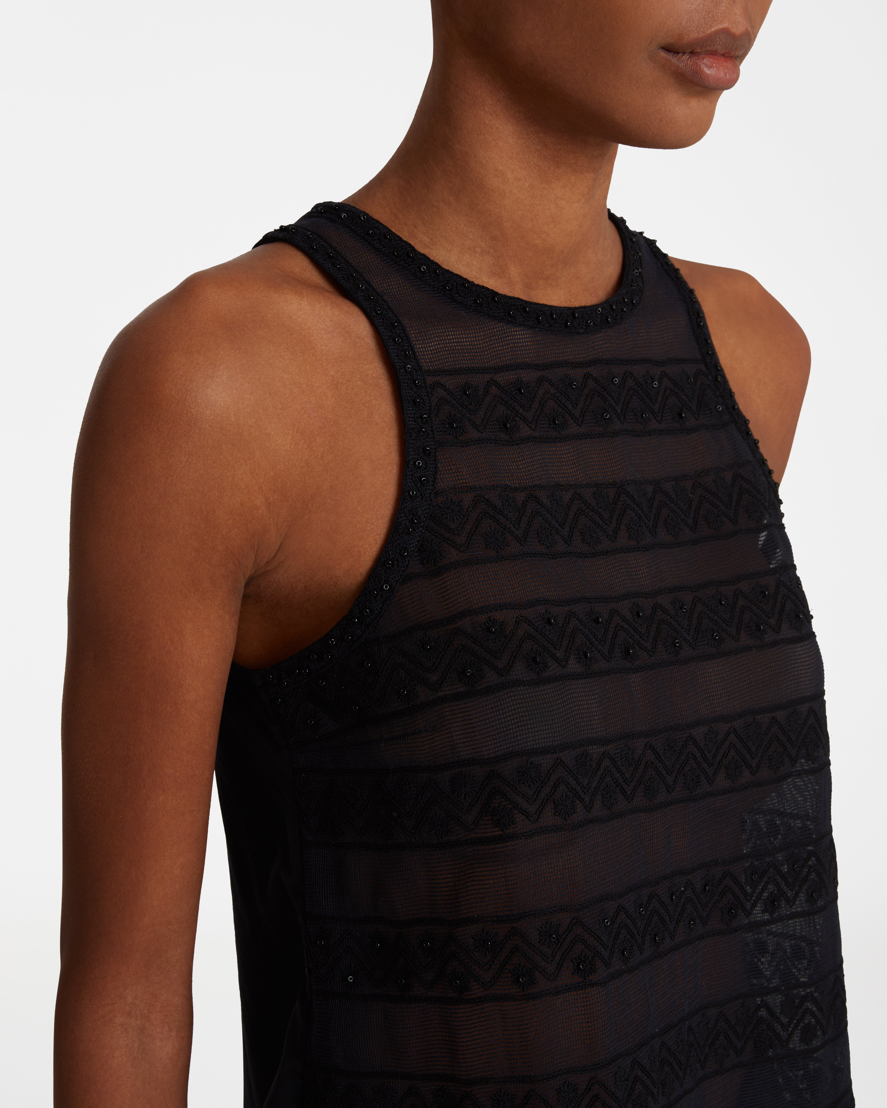 Pilar Top With Flower Net Embroidery