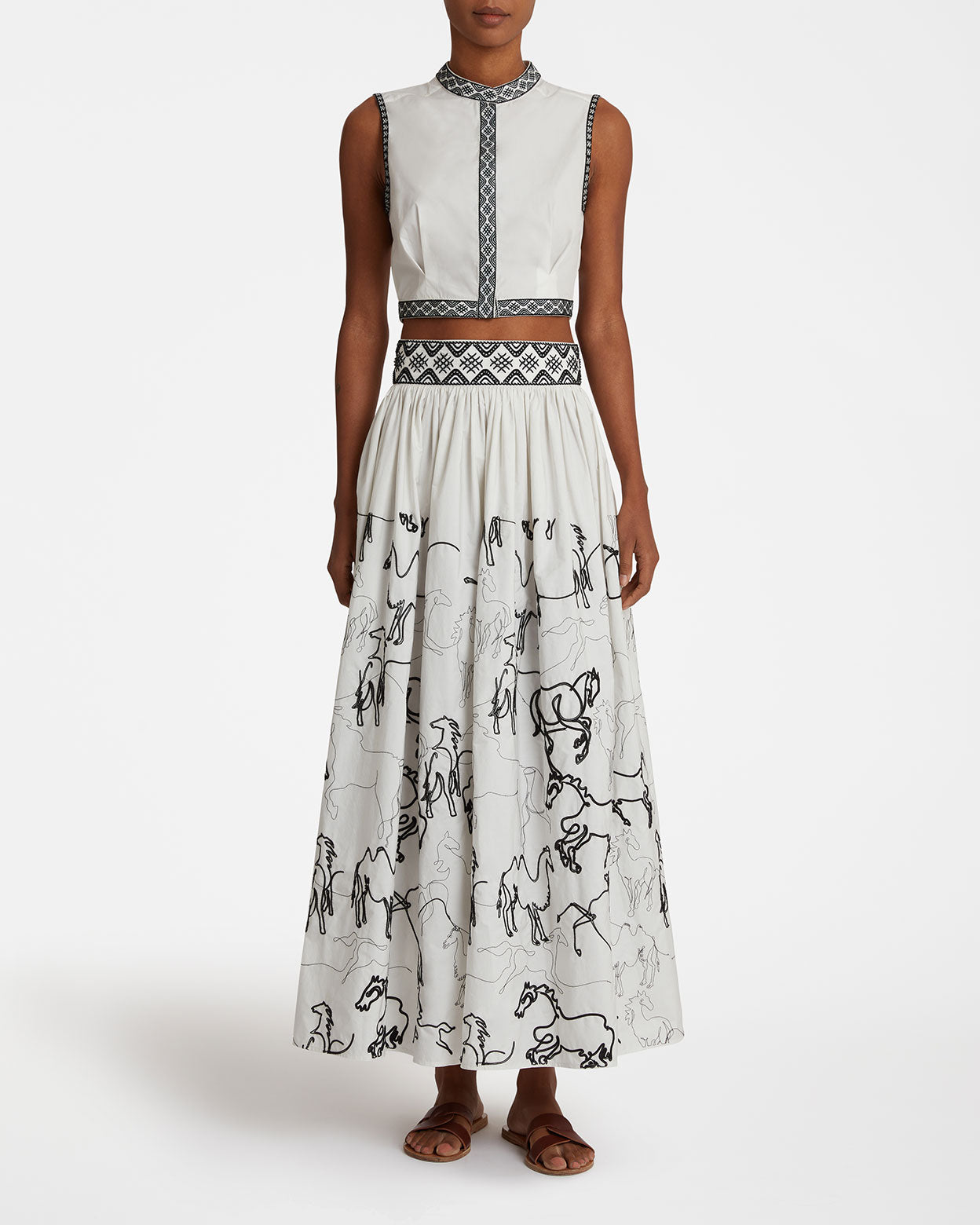 Ombretta Skirt with Wild Horse Embroidery