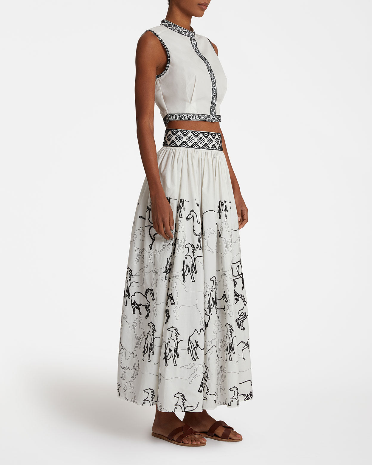 Ombretta Skirt with Wild Horse Embroidery