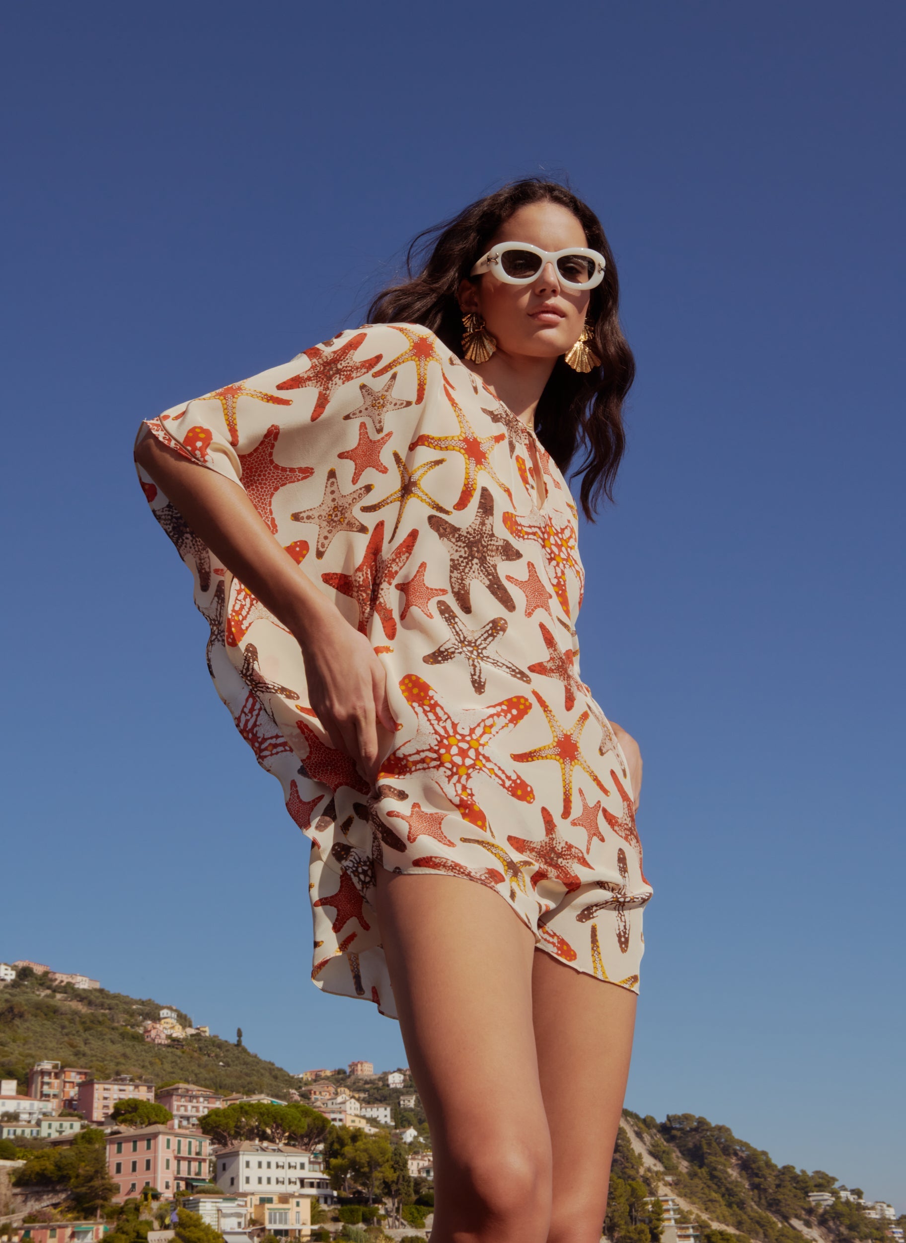 Himare Poncho In Starfish Print