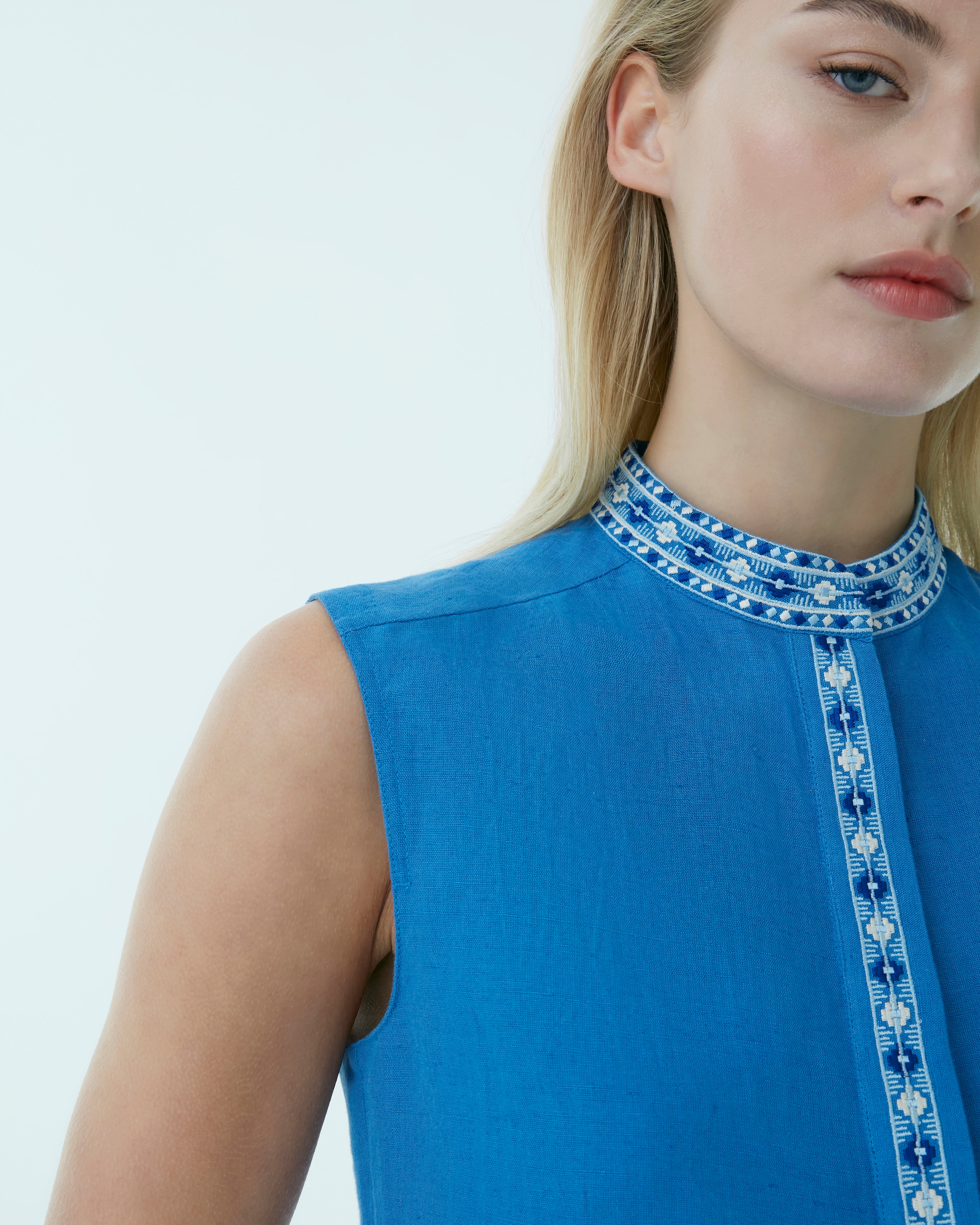 Andorra Top with Astragal Embroidery