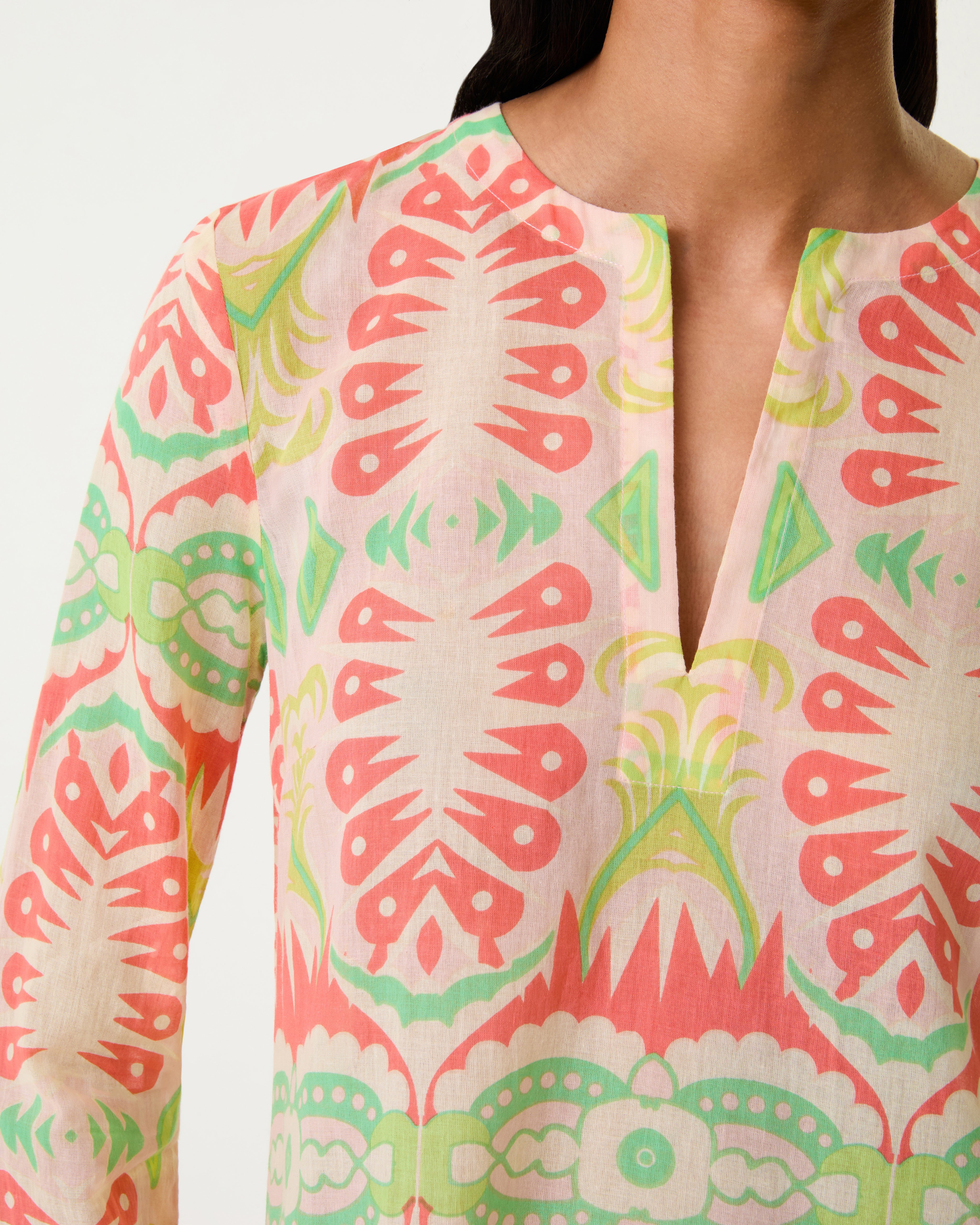 Giada Caftan in Fishtail Print