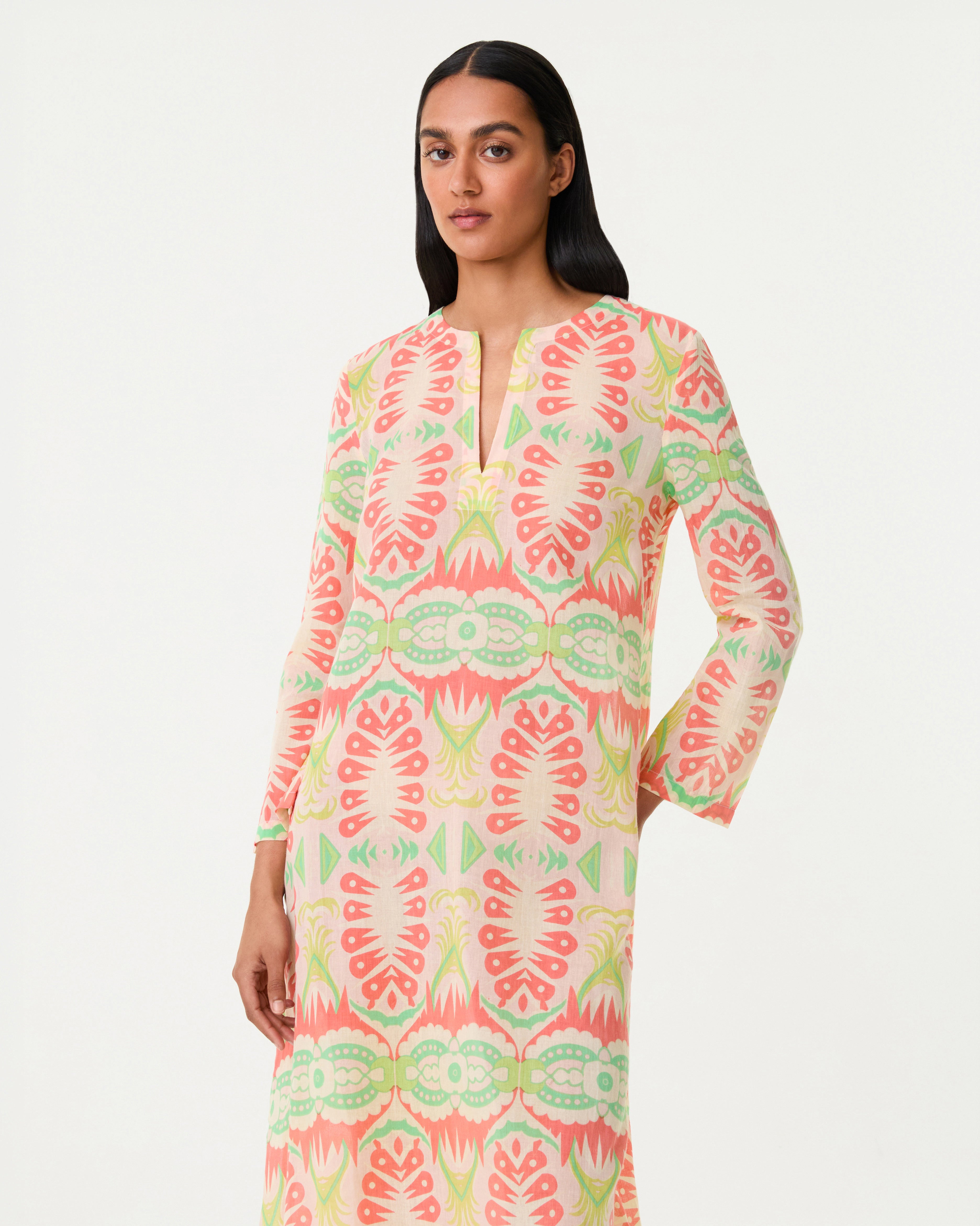 Giada Caftan in Fishtail Print