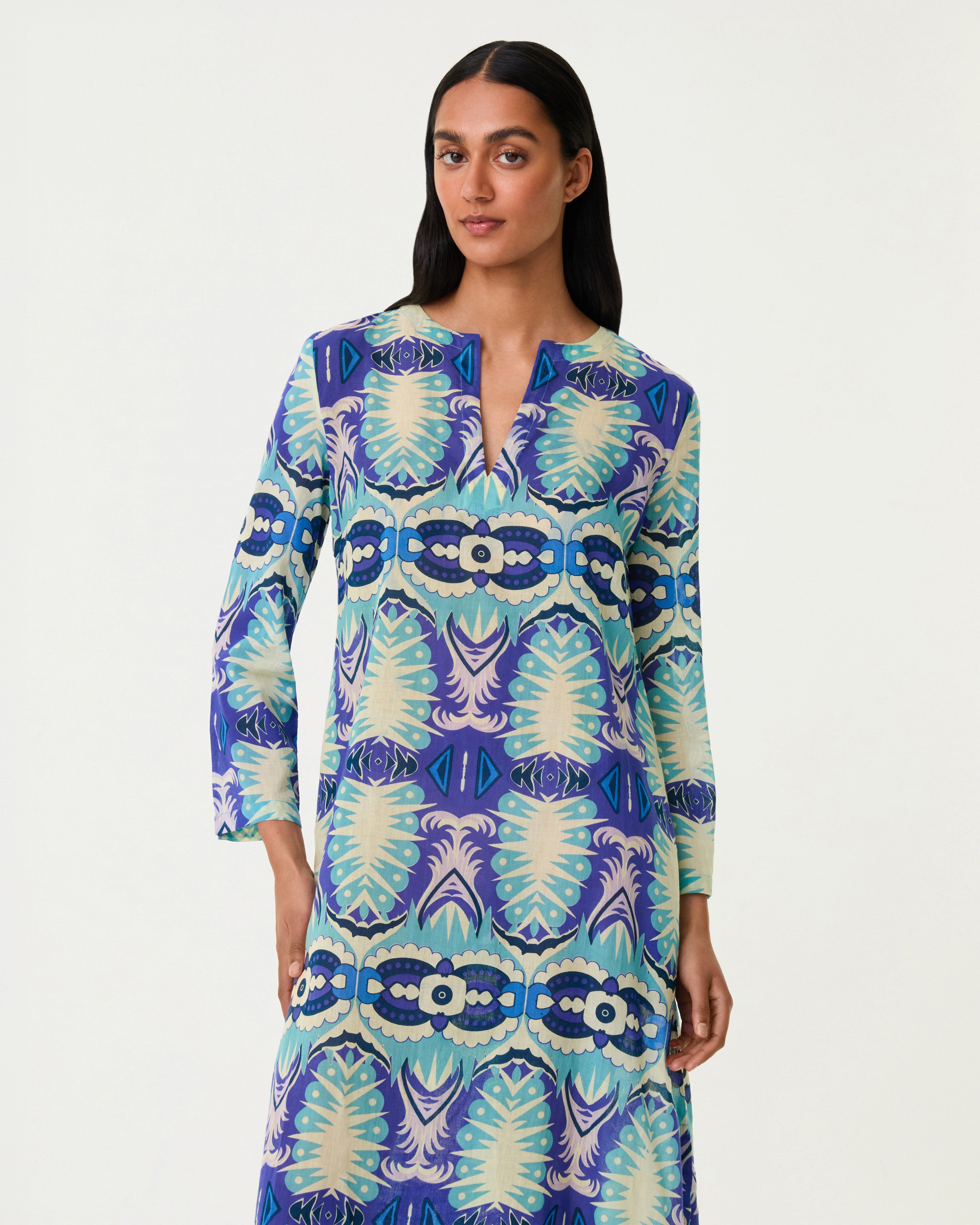 Giada Caftan in Fishtail Print