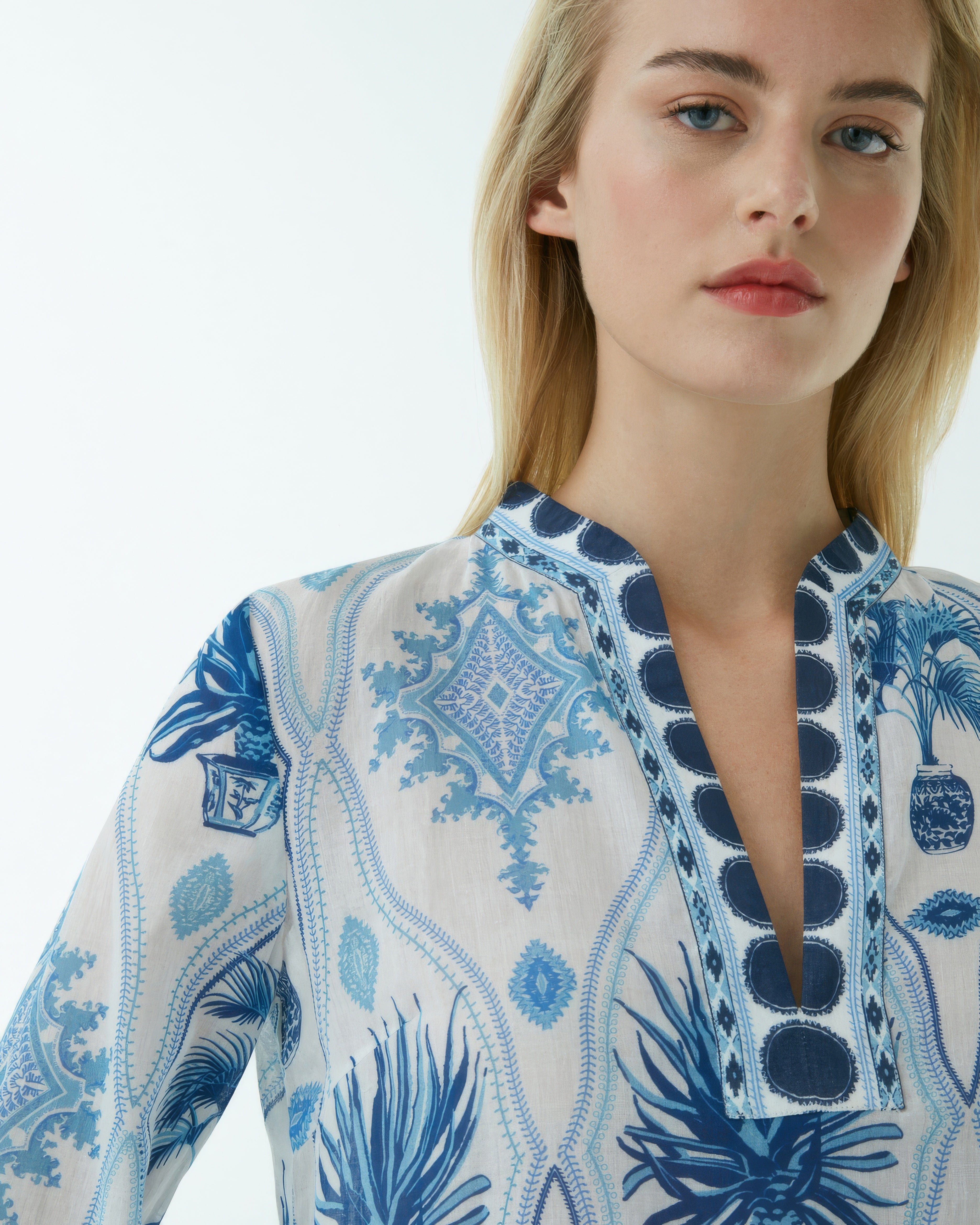 Giada Caftan in Garden Mesh Cotton Voile