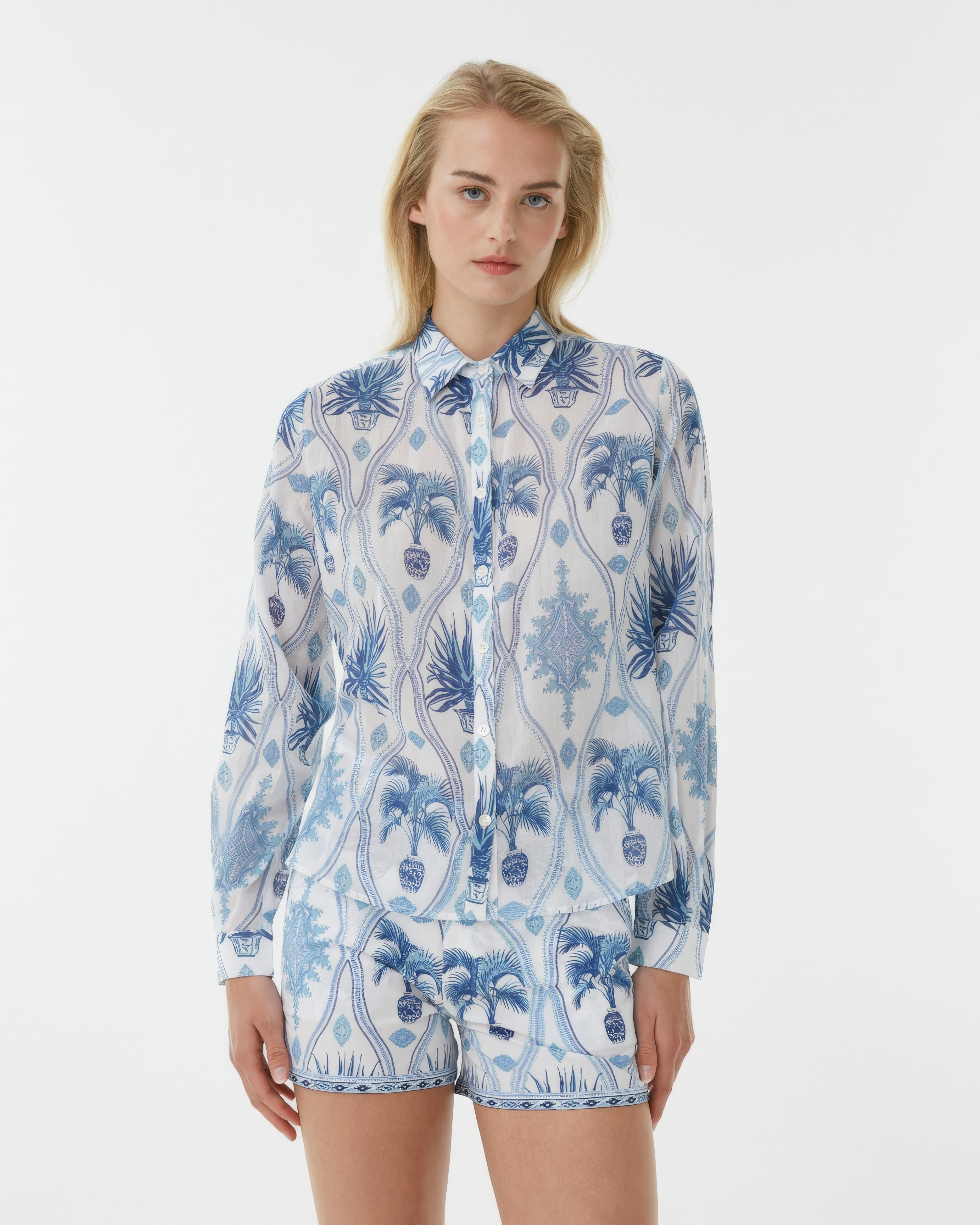 Odetta Shirt in Garden Mesh Print