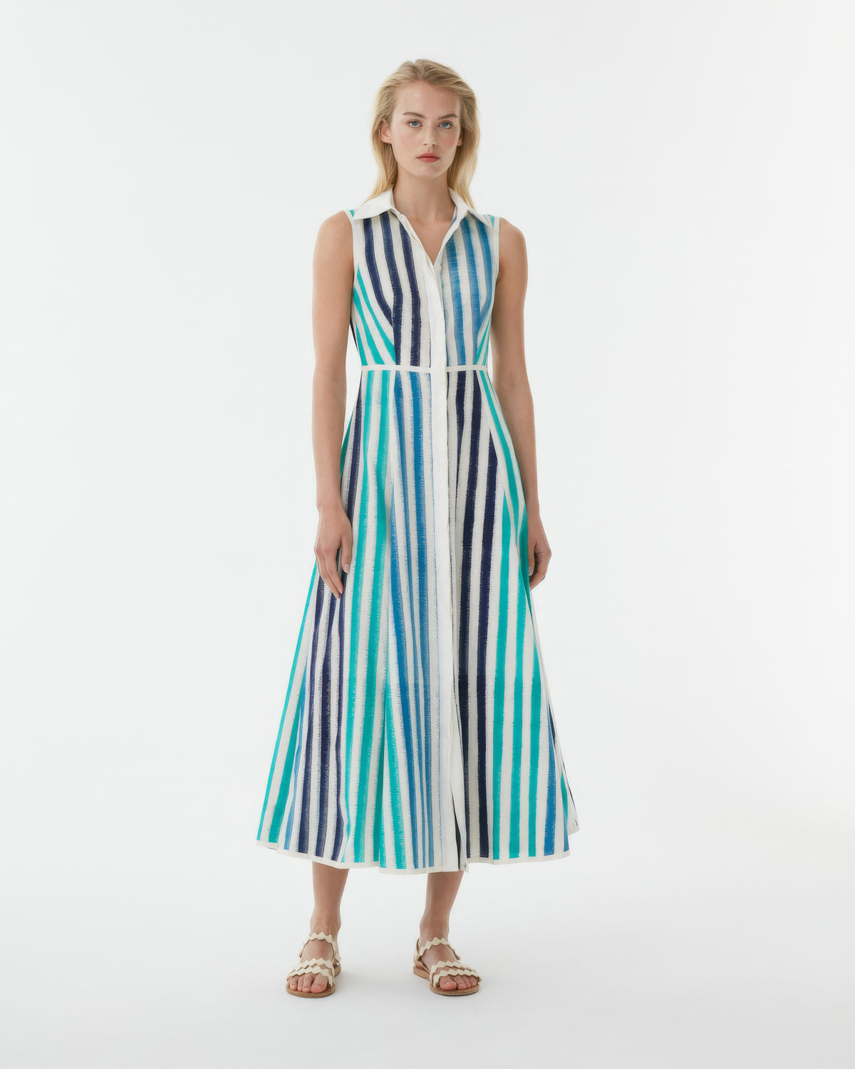 Miralda Dress in Ikat Stripes