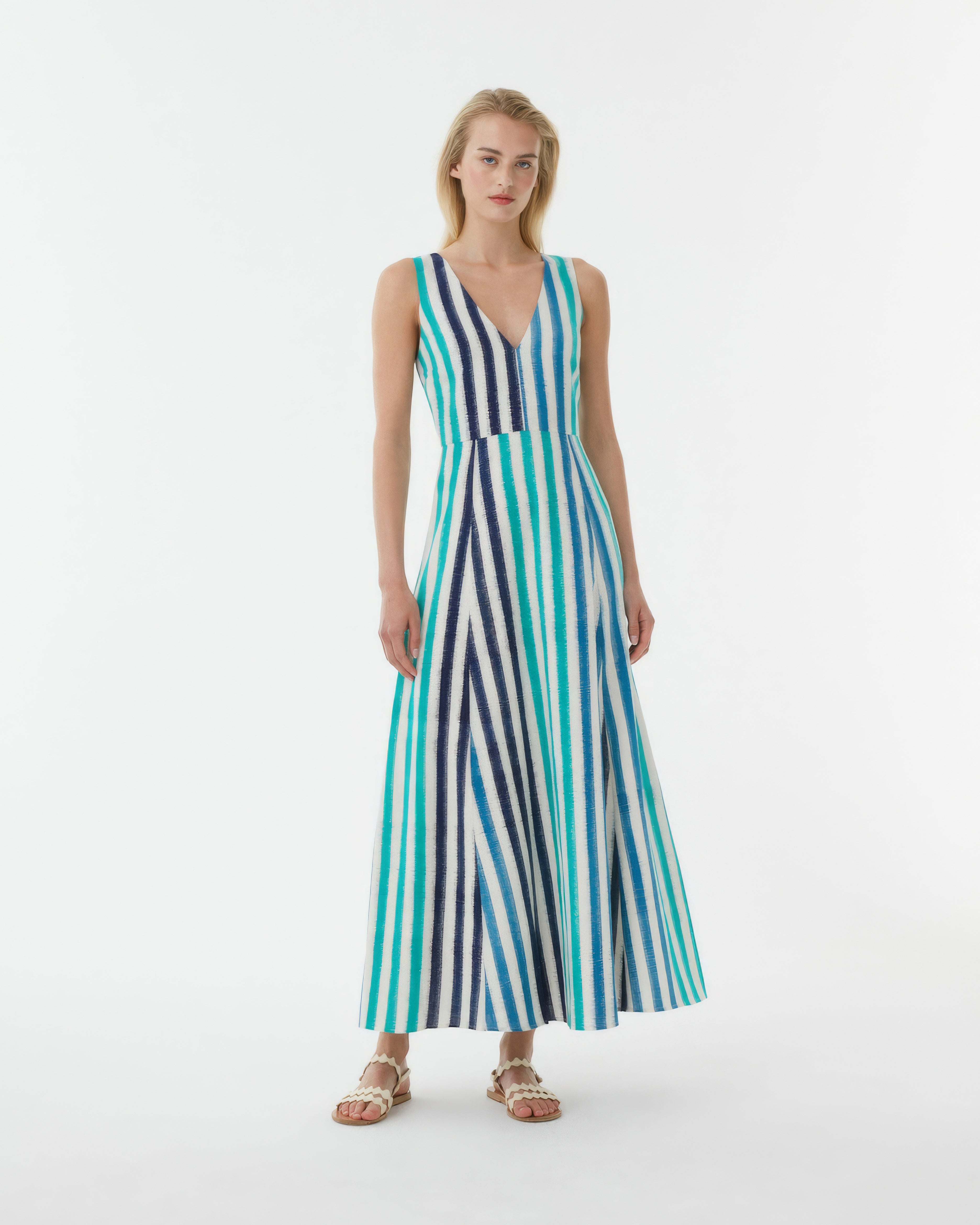 Nellie Dress in Ikat Stripes