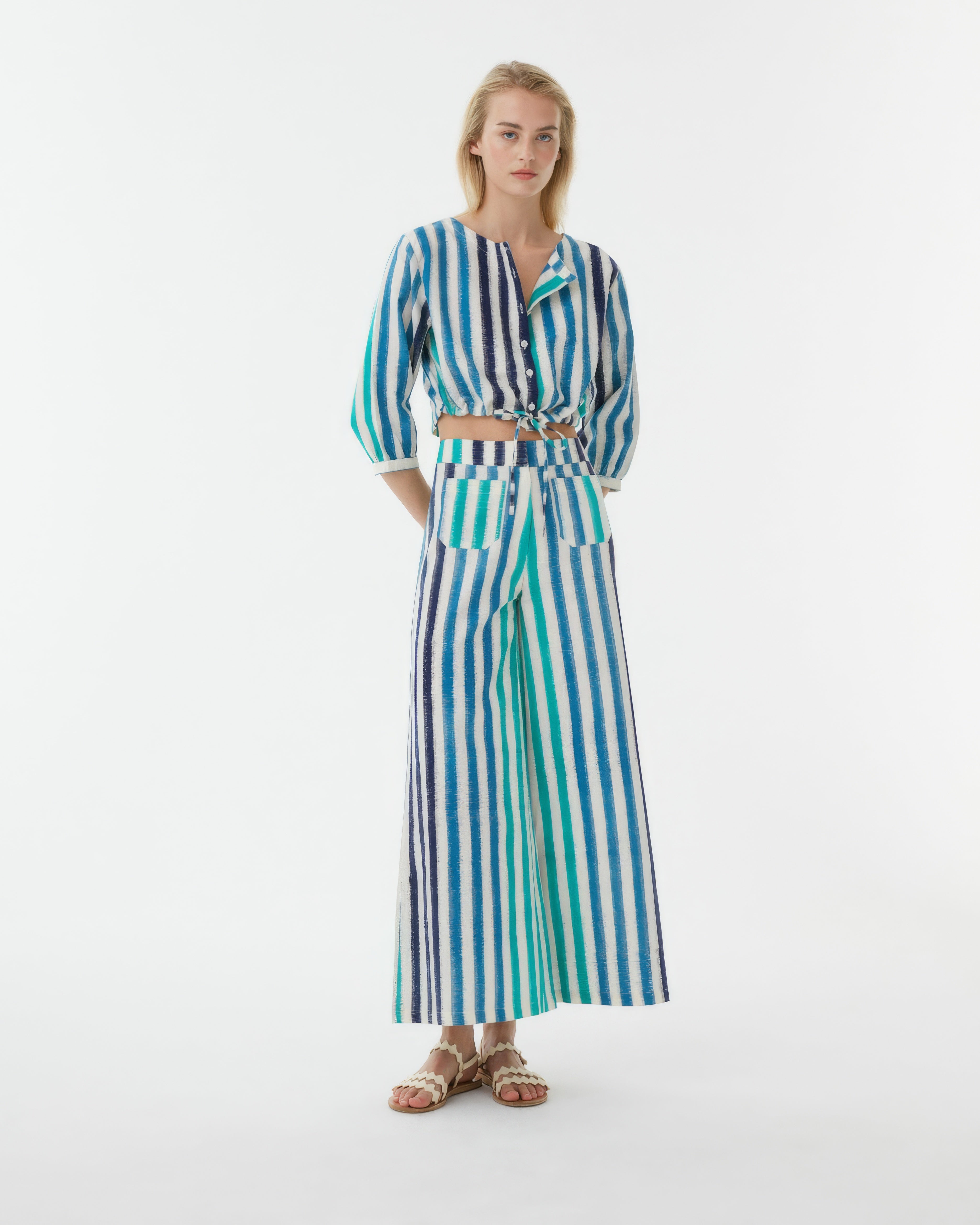 Adele Trousers in Ikat Stripes