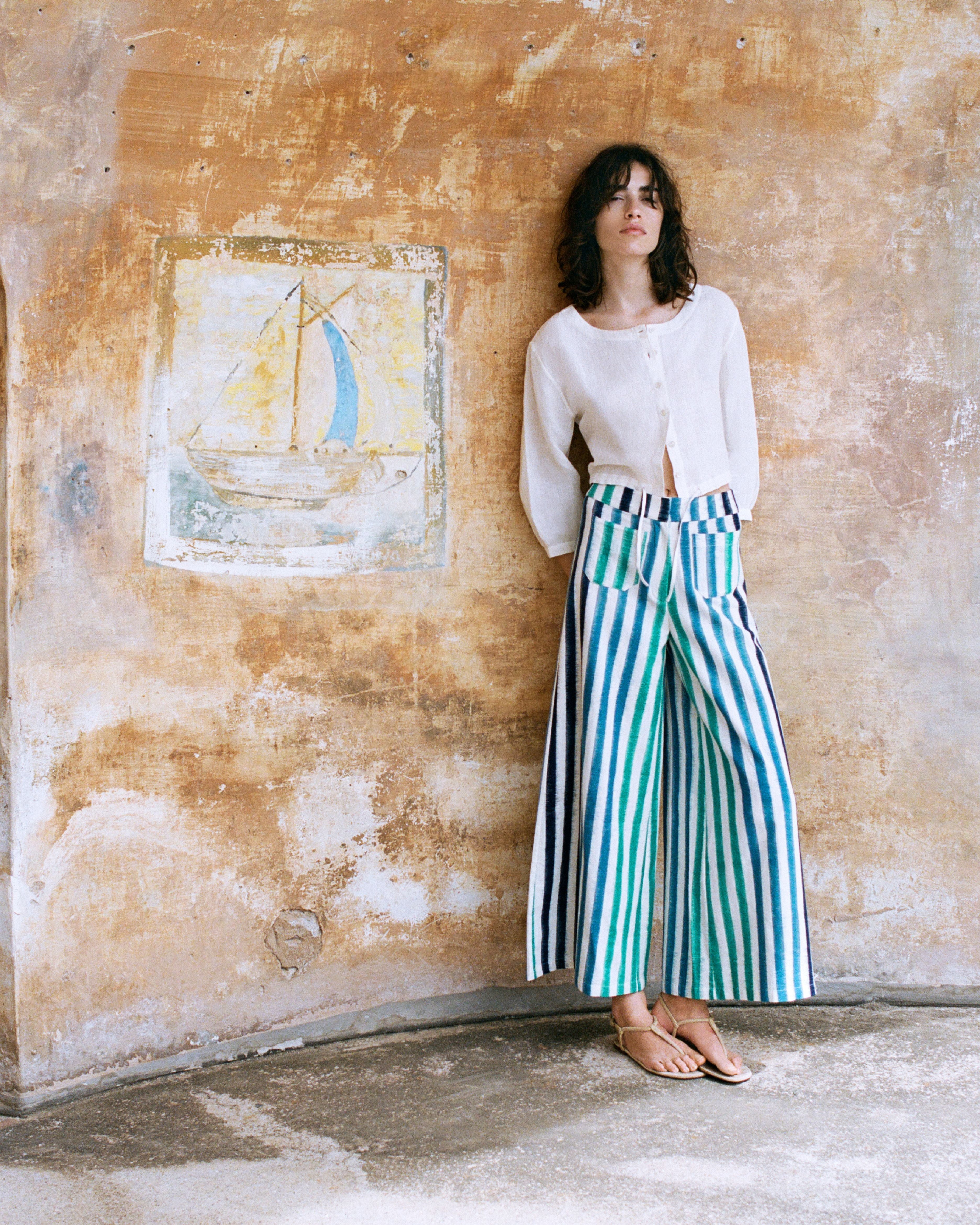 Adele Trousers in Ikat Stripes