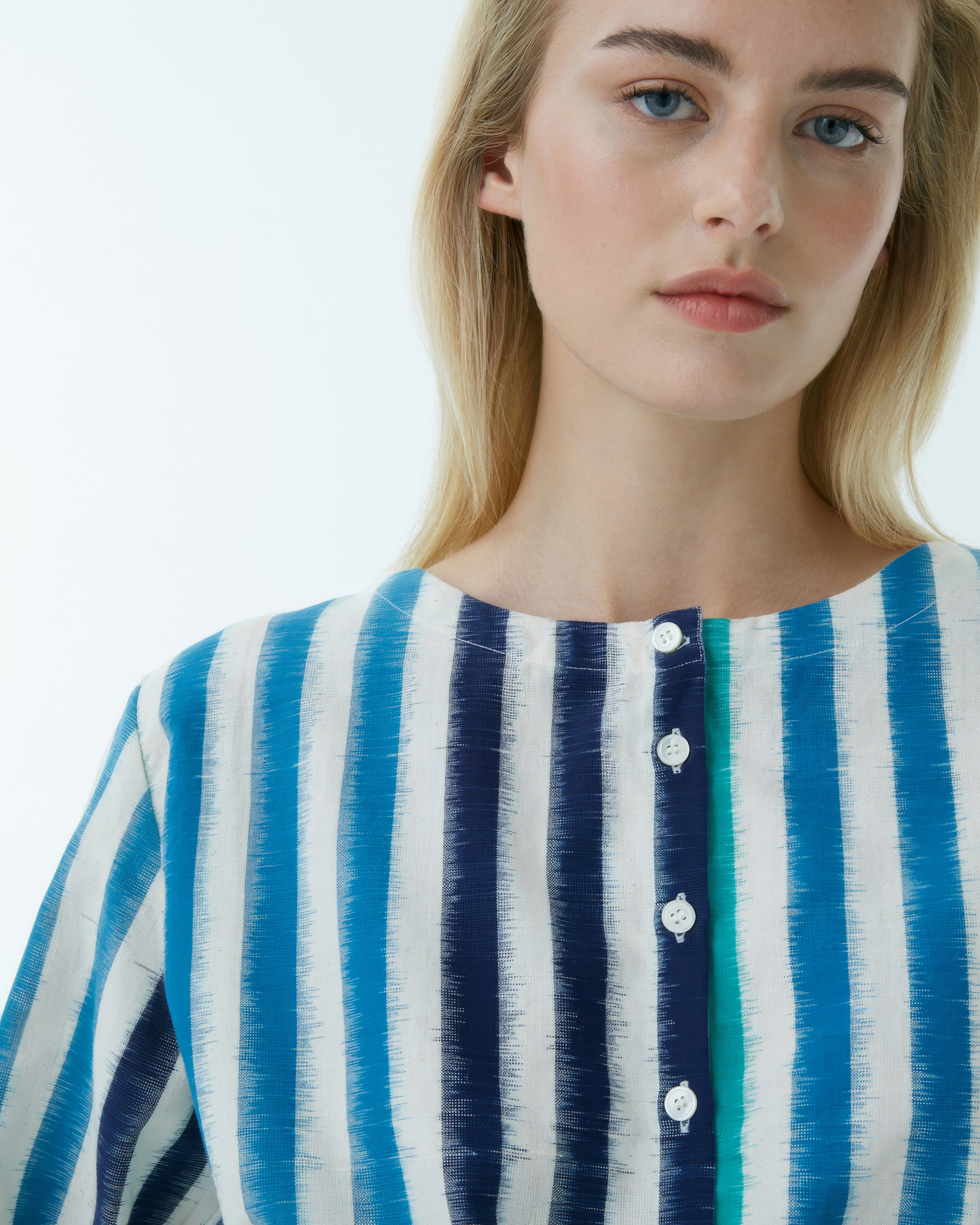 New Jinny Blouse in Ikat Stripes