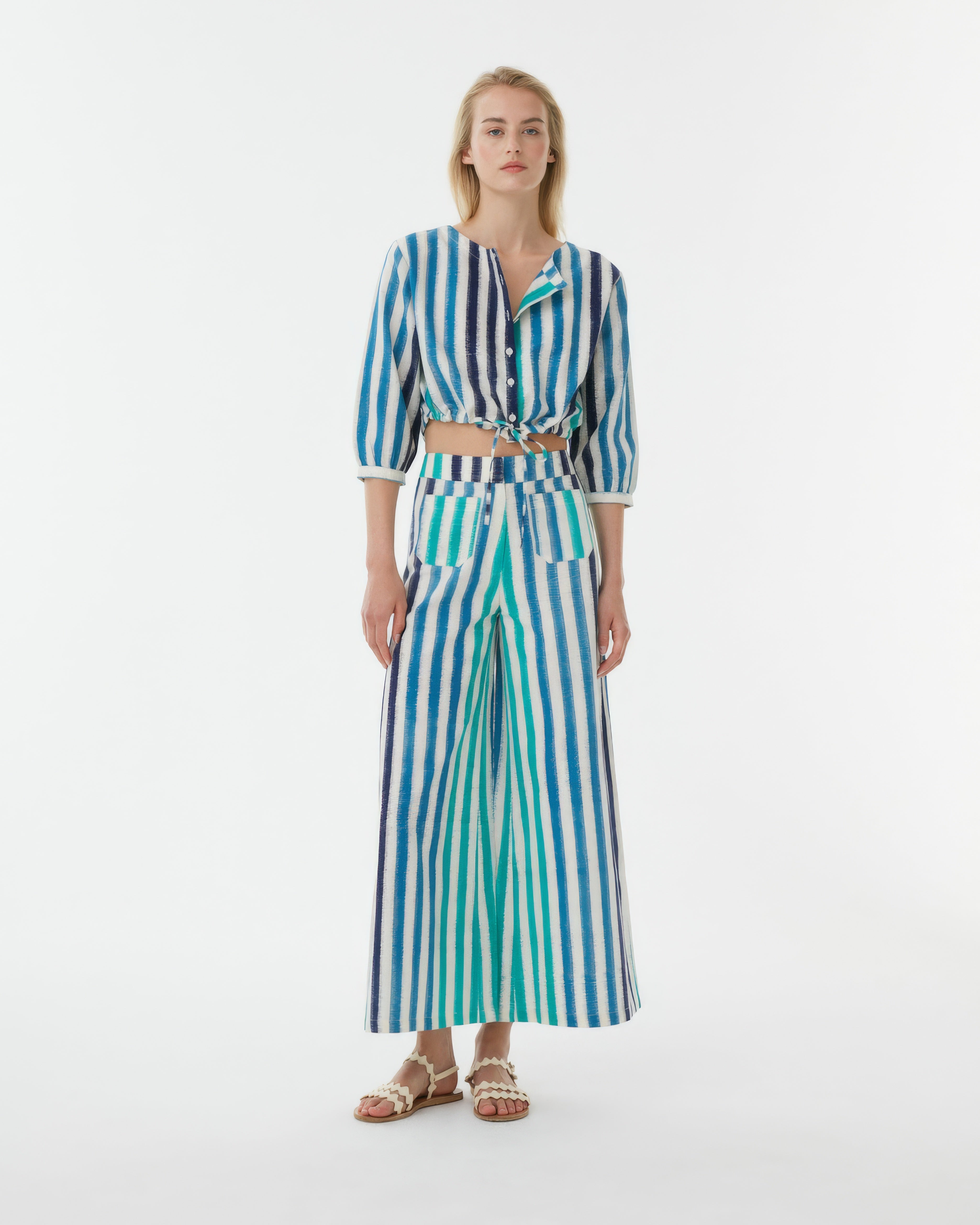 New Jinny Blouse in Ikat Stripes