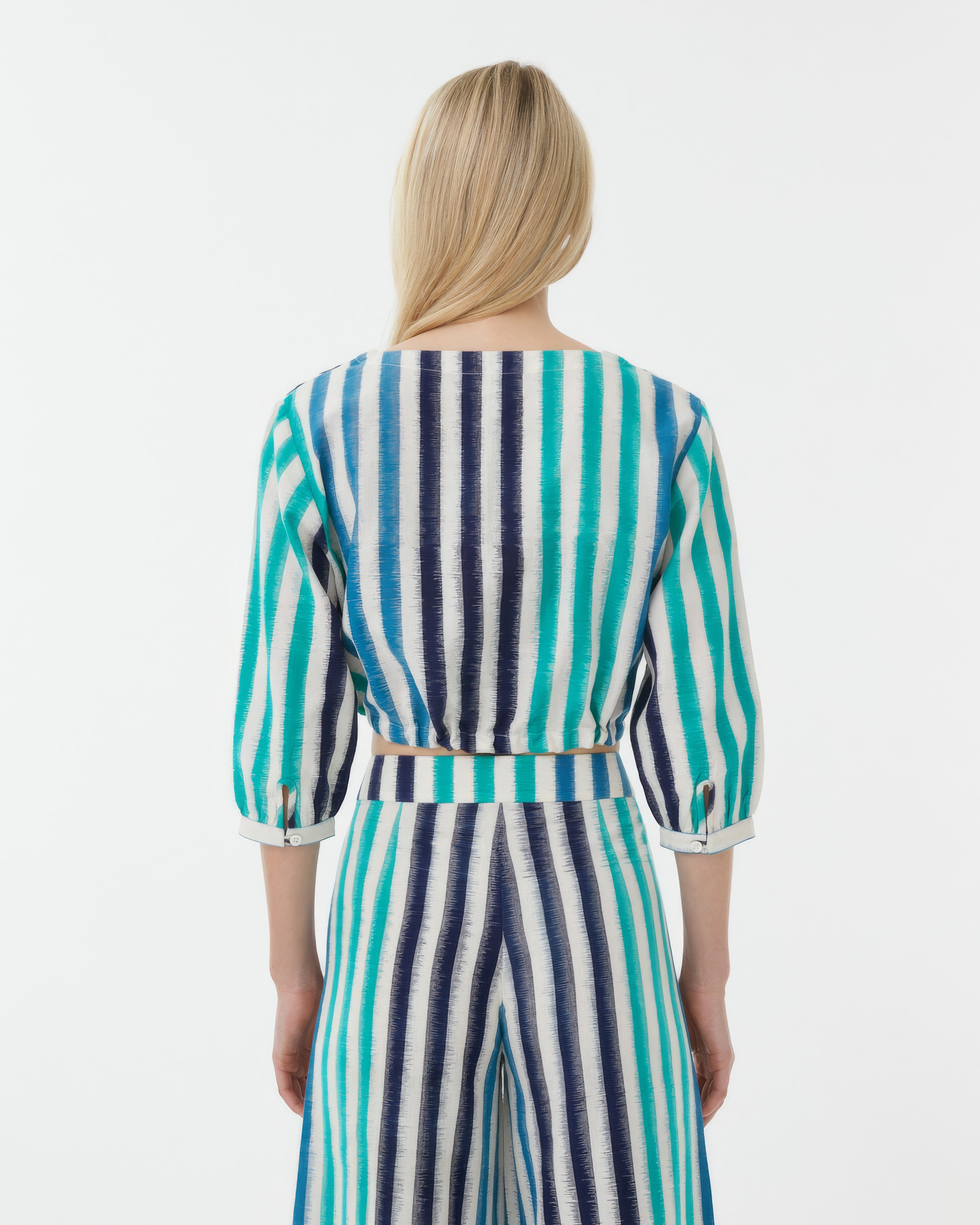 New Jinny Blouse in Ikat Stripes