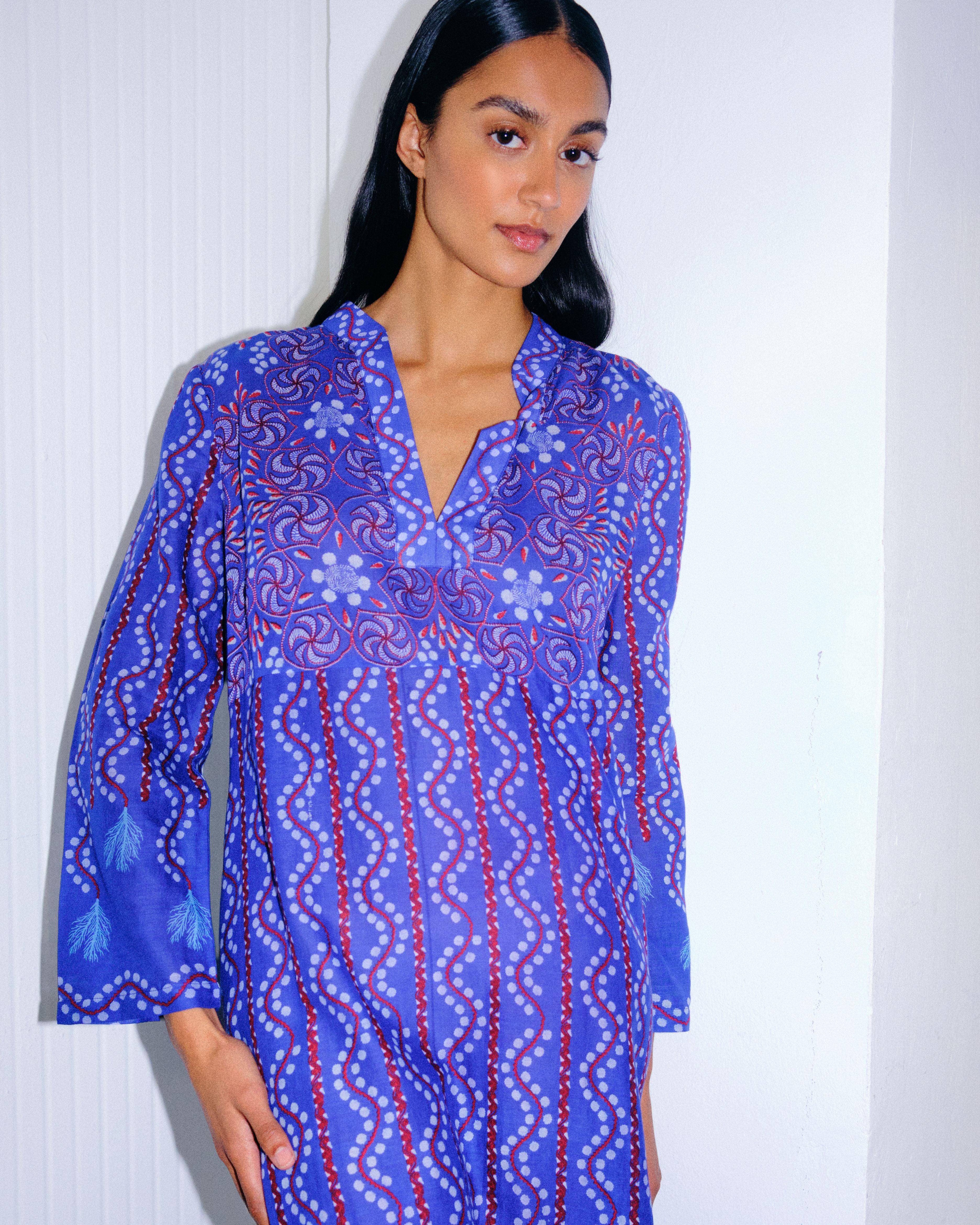 Giada Caftan in Kantha Print