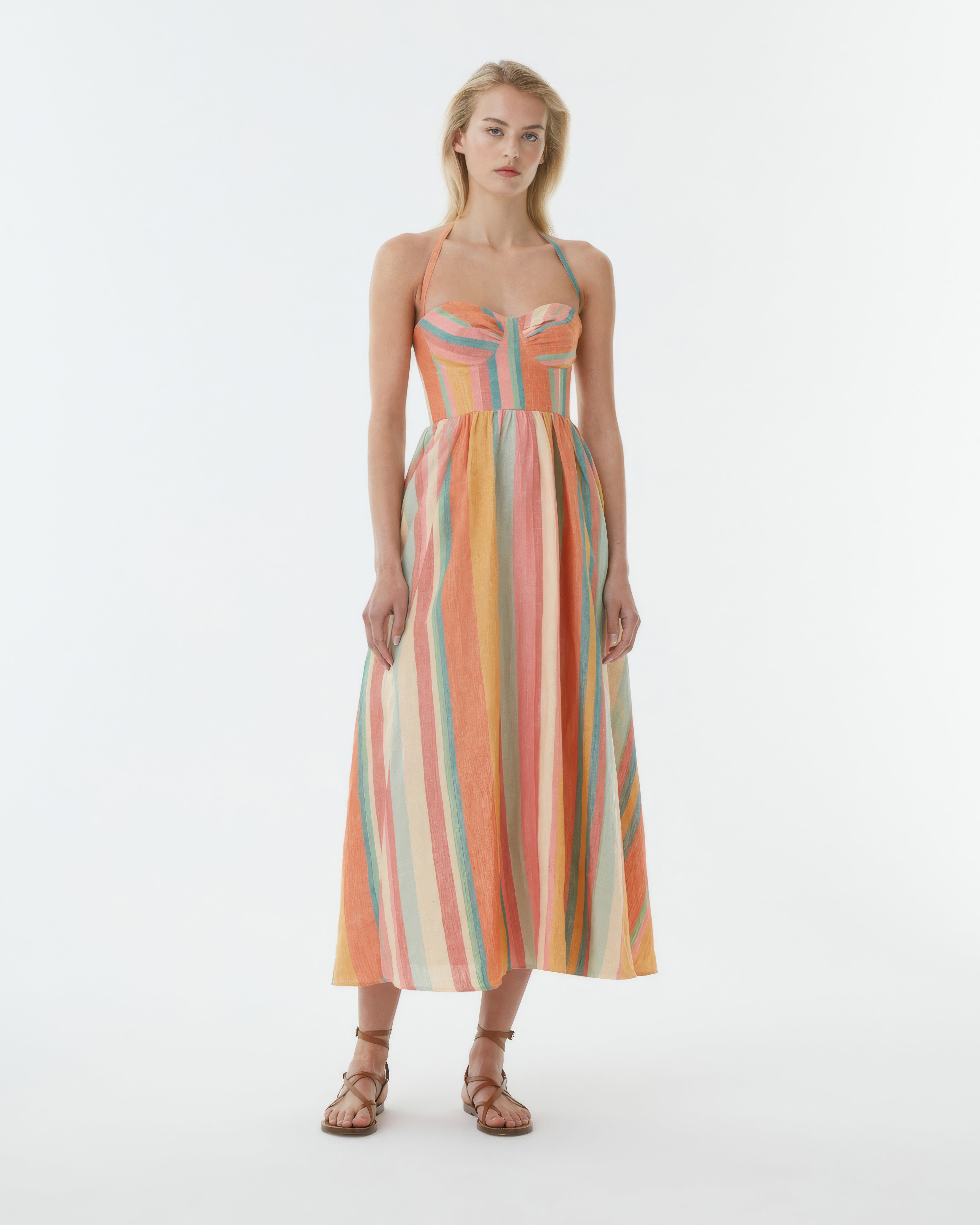 Johanna Dress in Rainbow Stripes