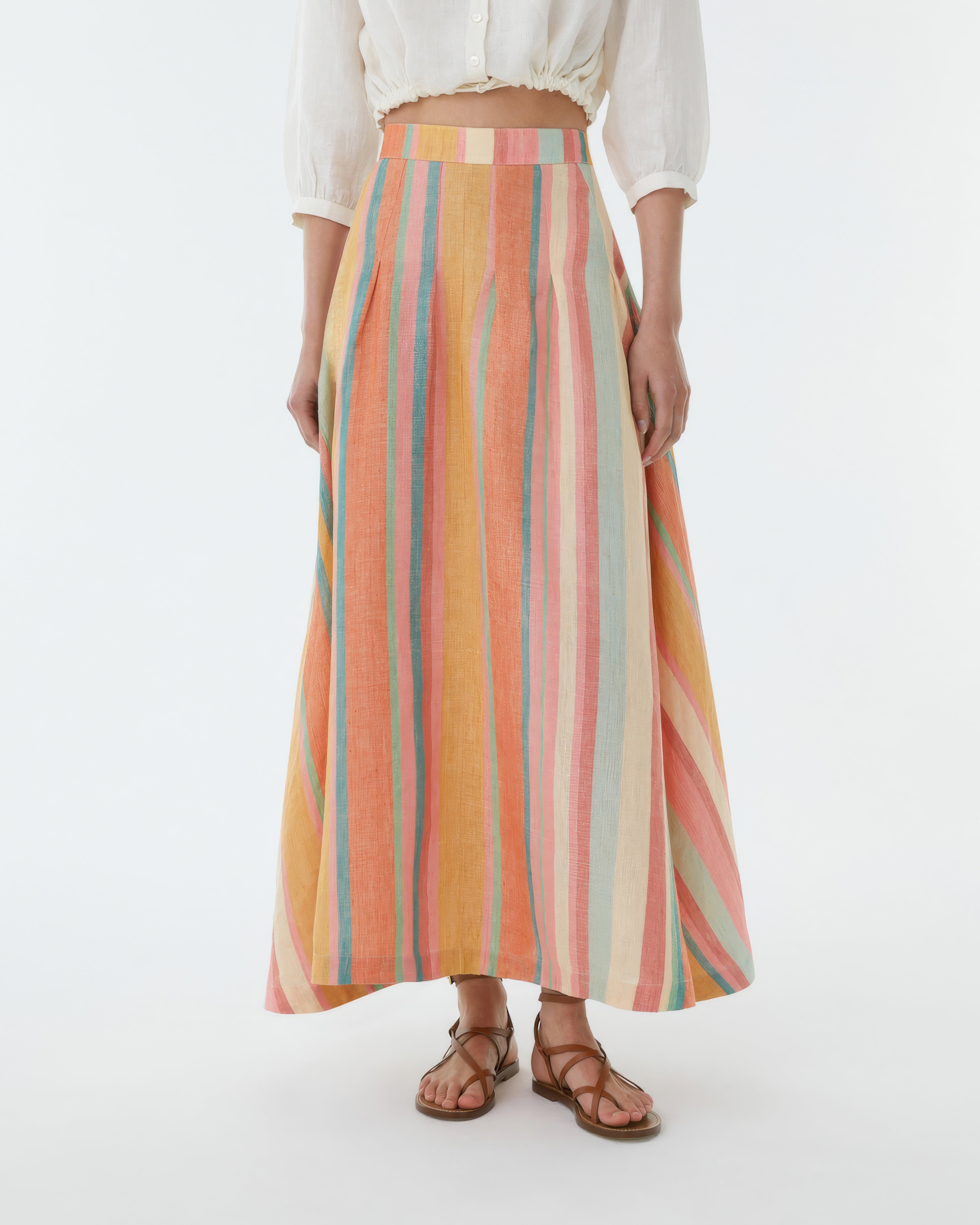 Amelianna Skirt in Rainbow Stripes
