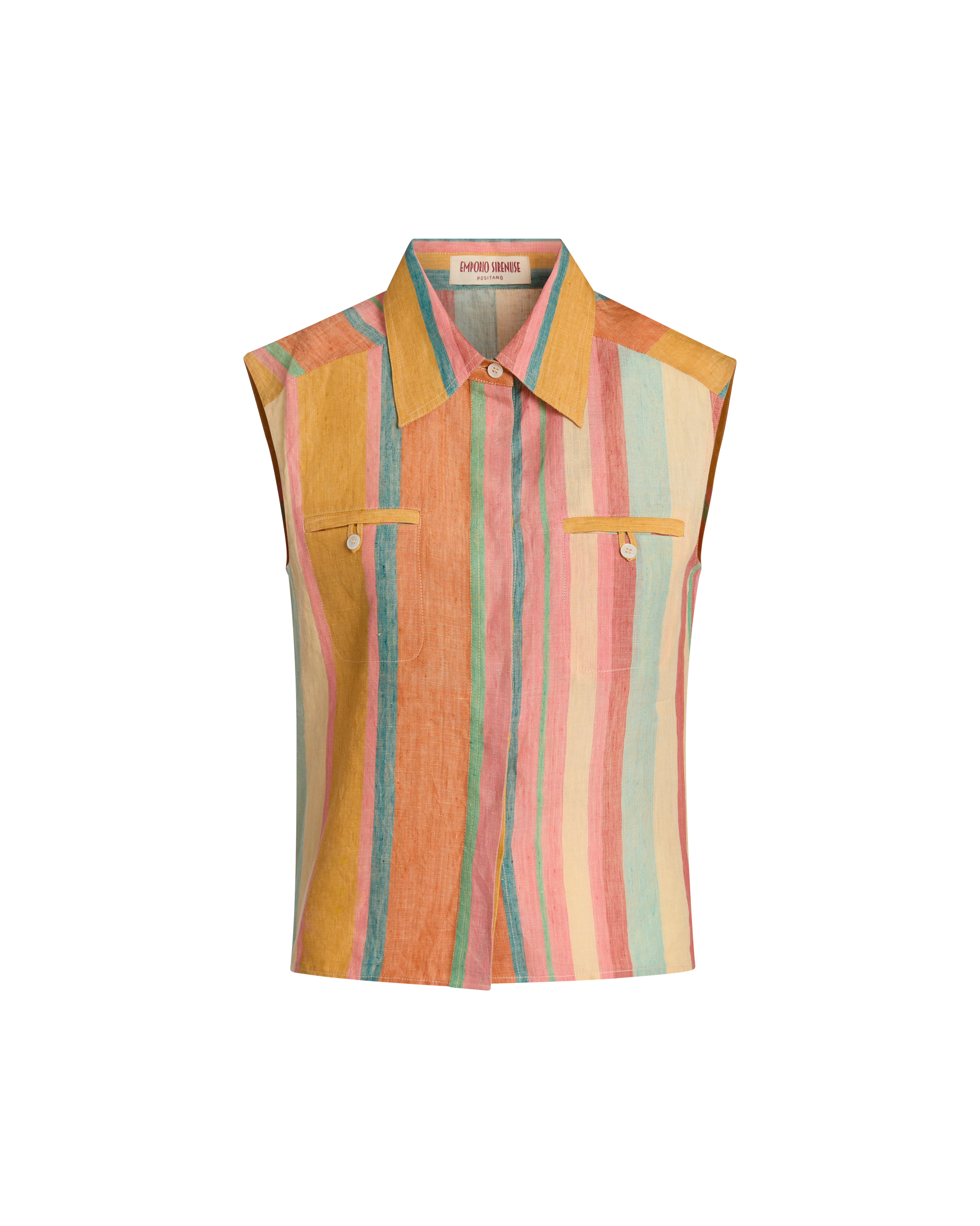 Ylenia Top in Rainbow Ikat Stripes