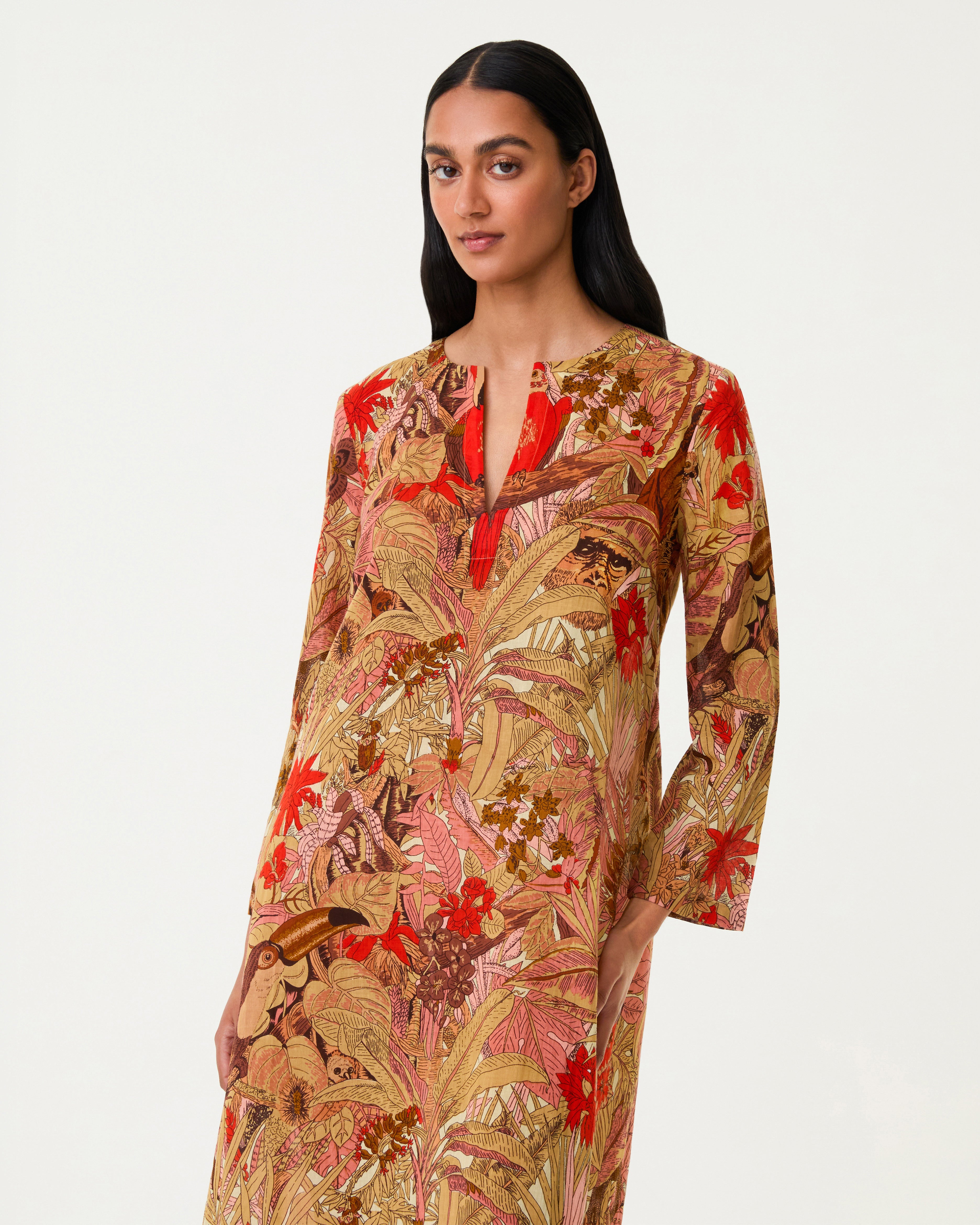 Giada Caftan in Jungle Print