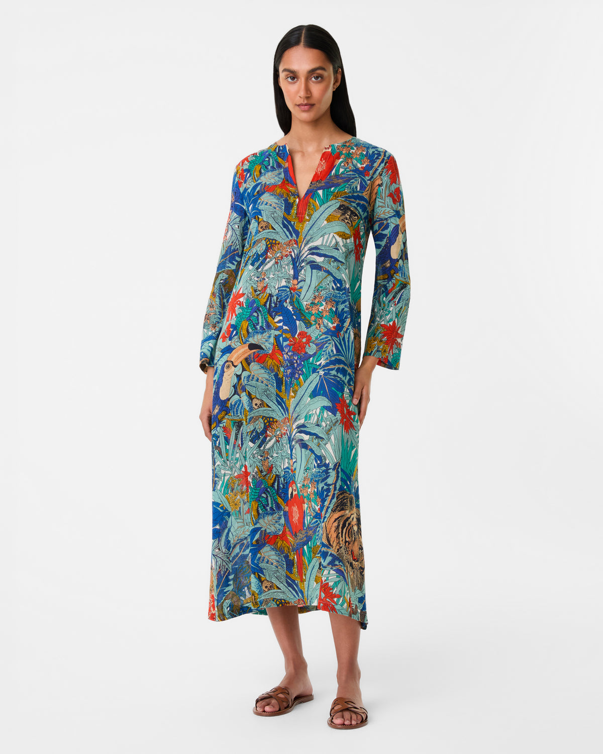 Giada Caftan in Jungle Print