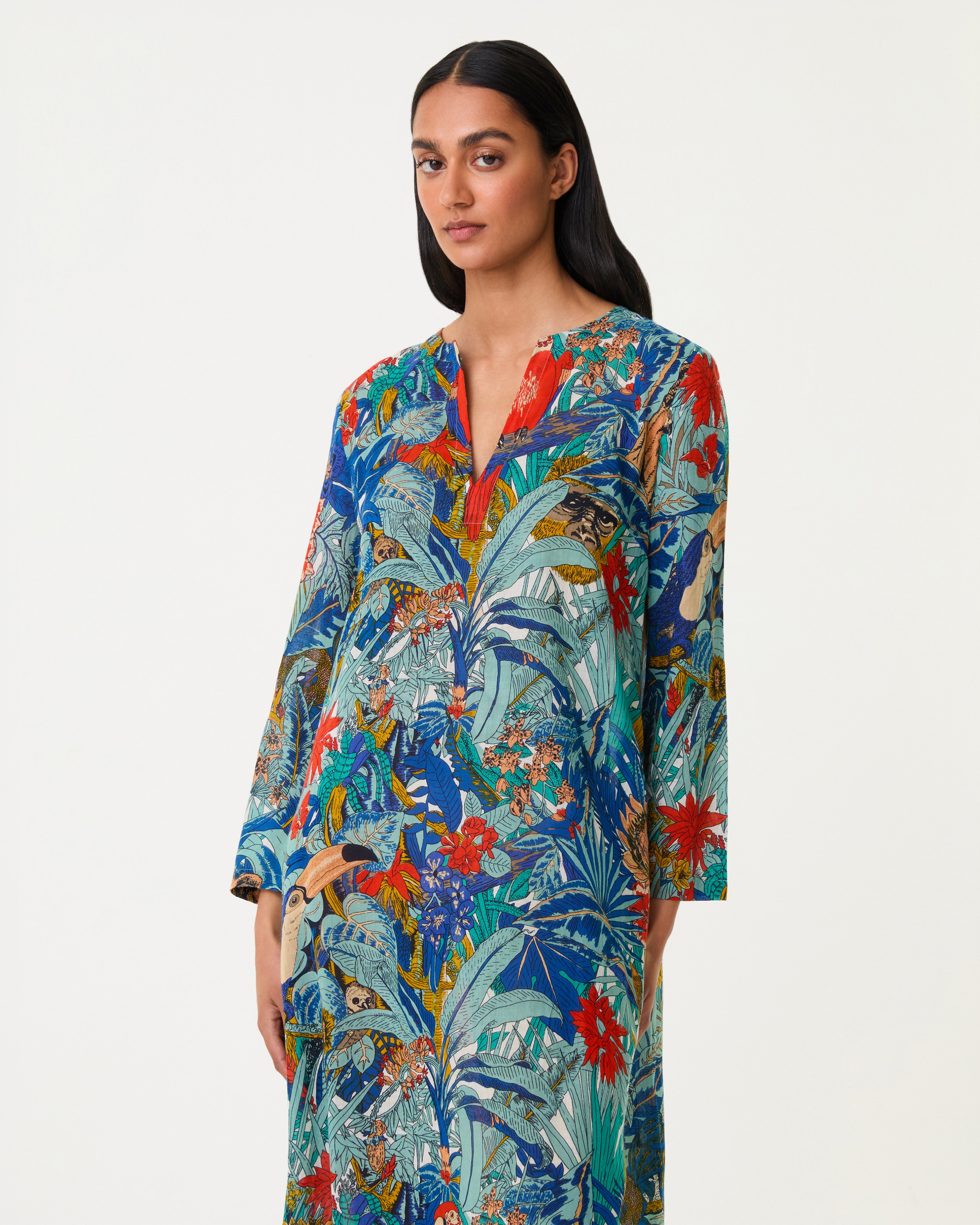 Giada Caftan in Jungle Print