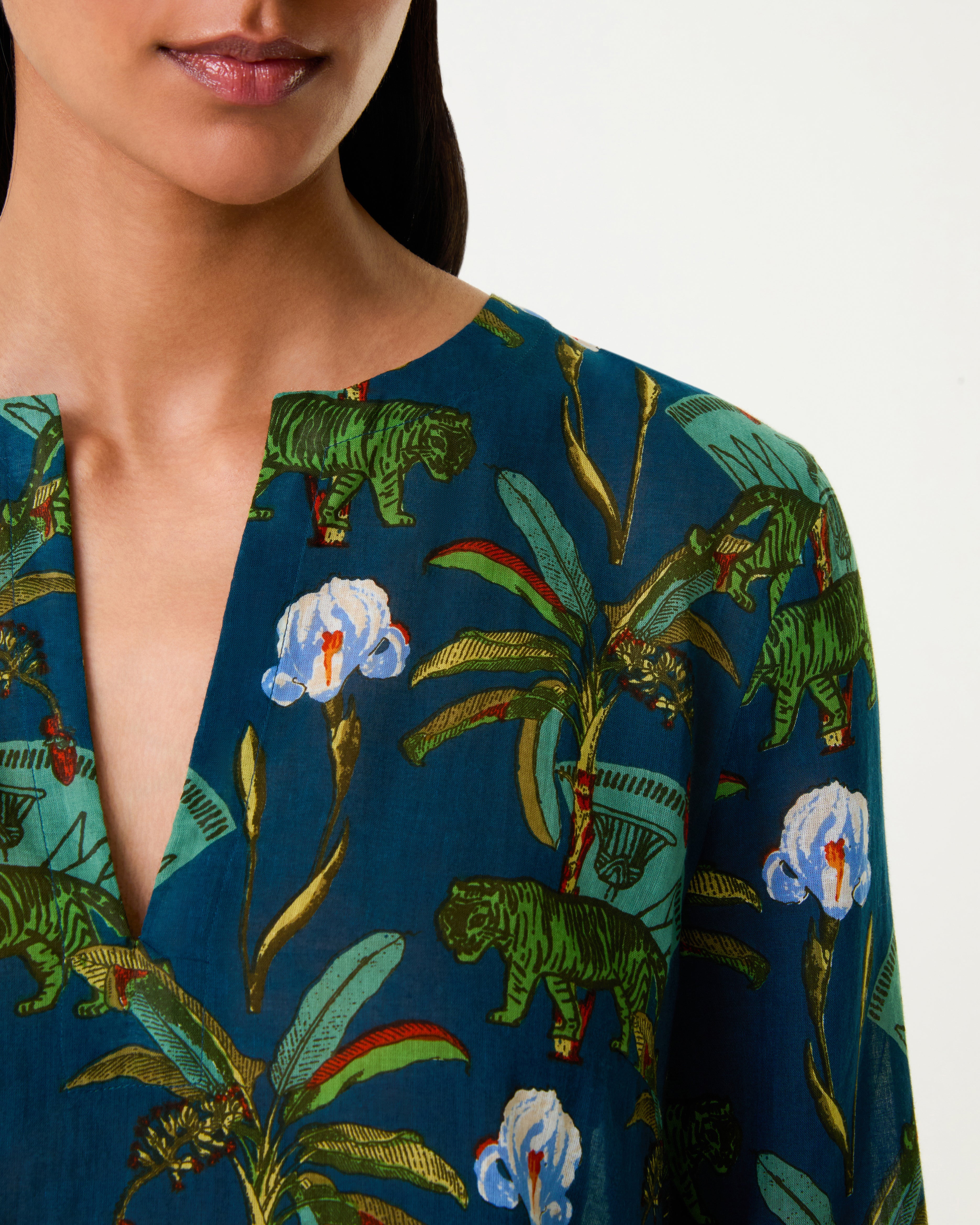 Giada Caftan in Palm Tiger Print