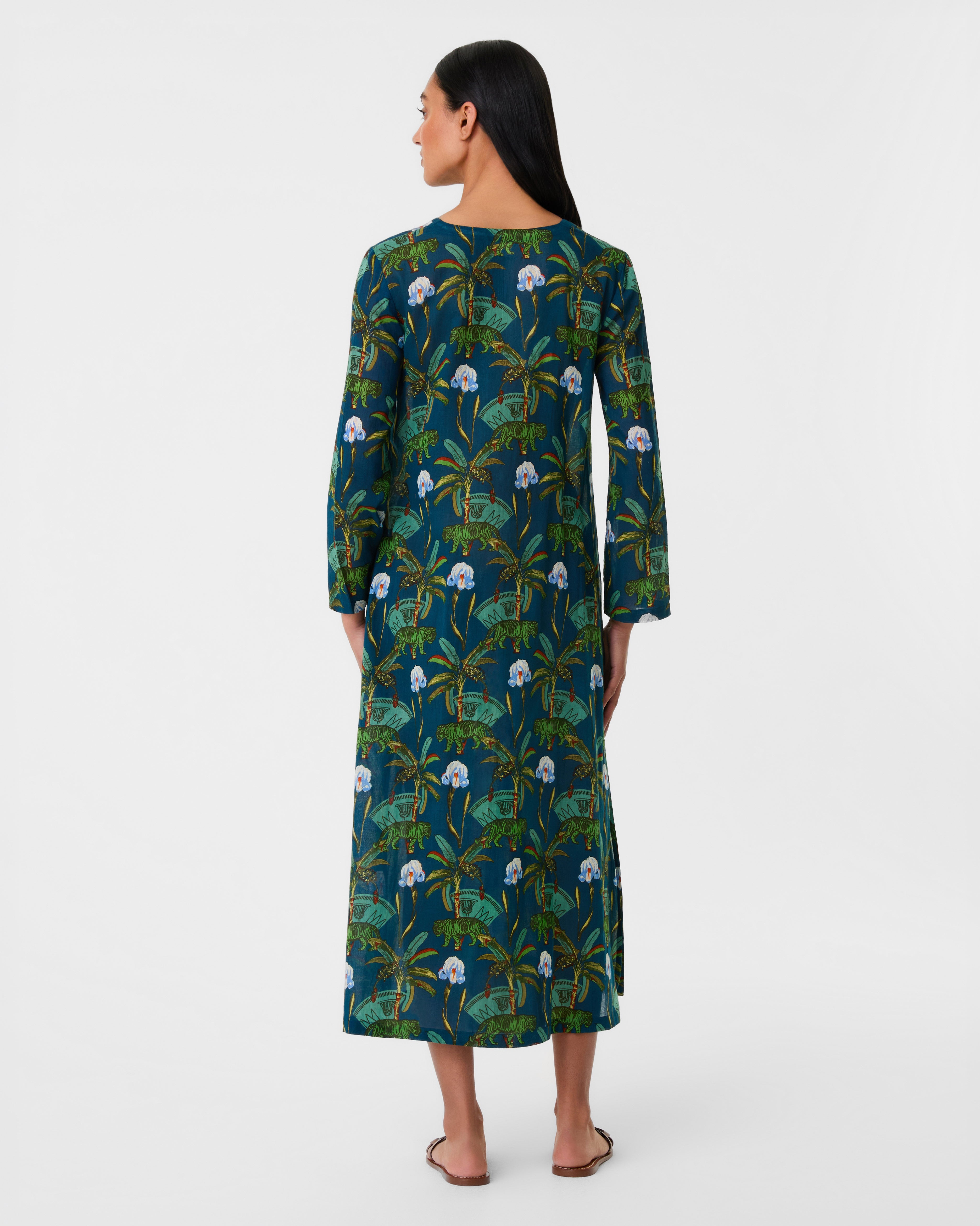 Giada Caftan in Palm Tiger Print