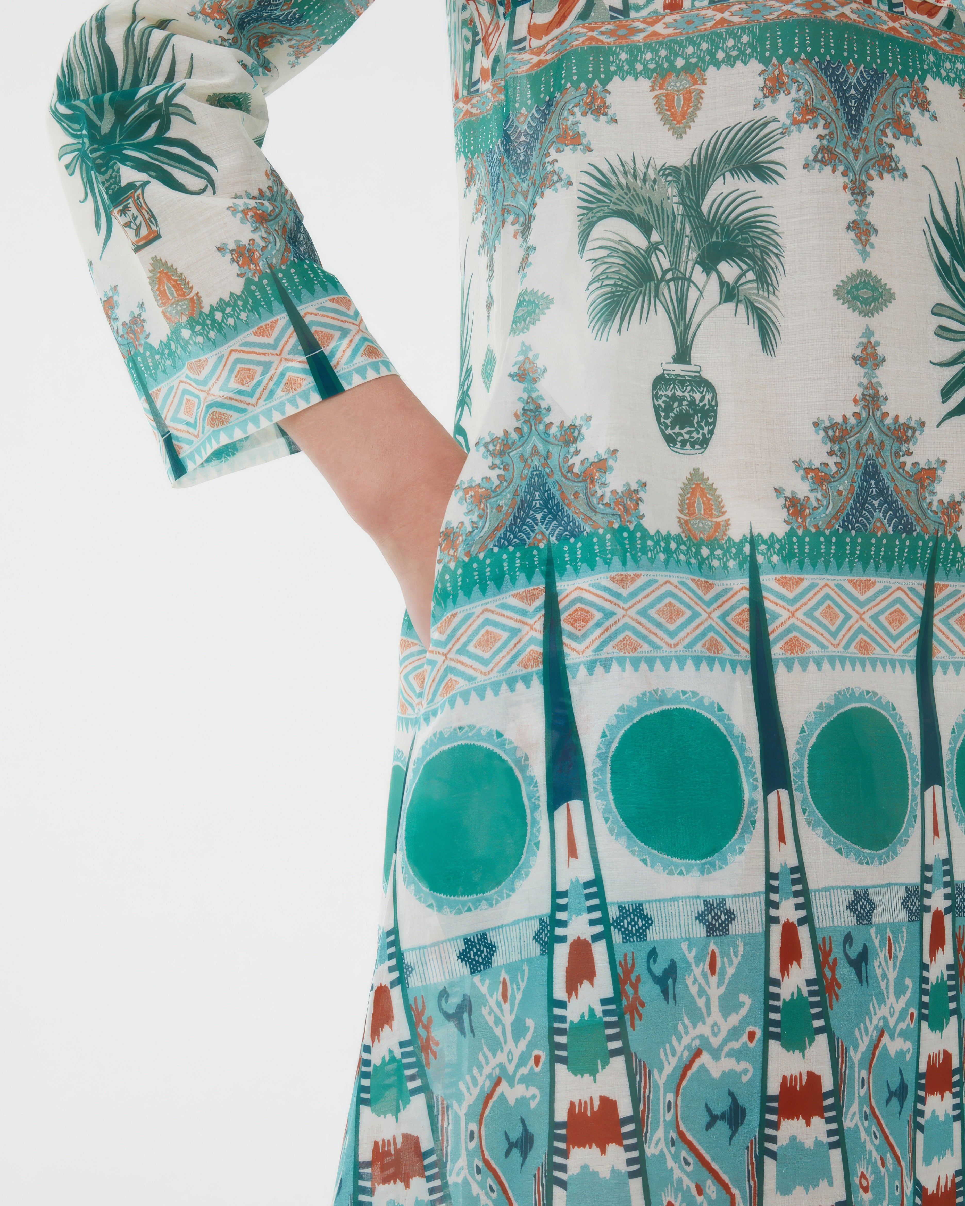 Giada Caftan in Tribal Botanic Print