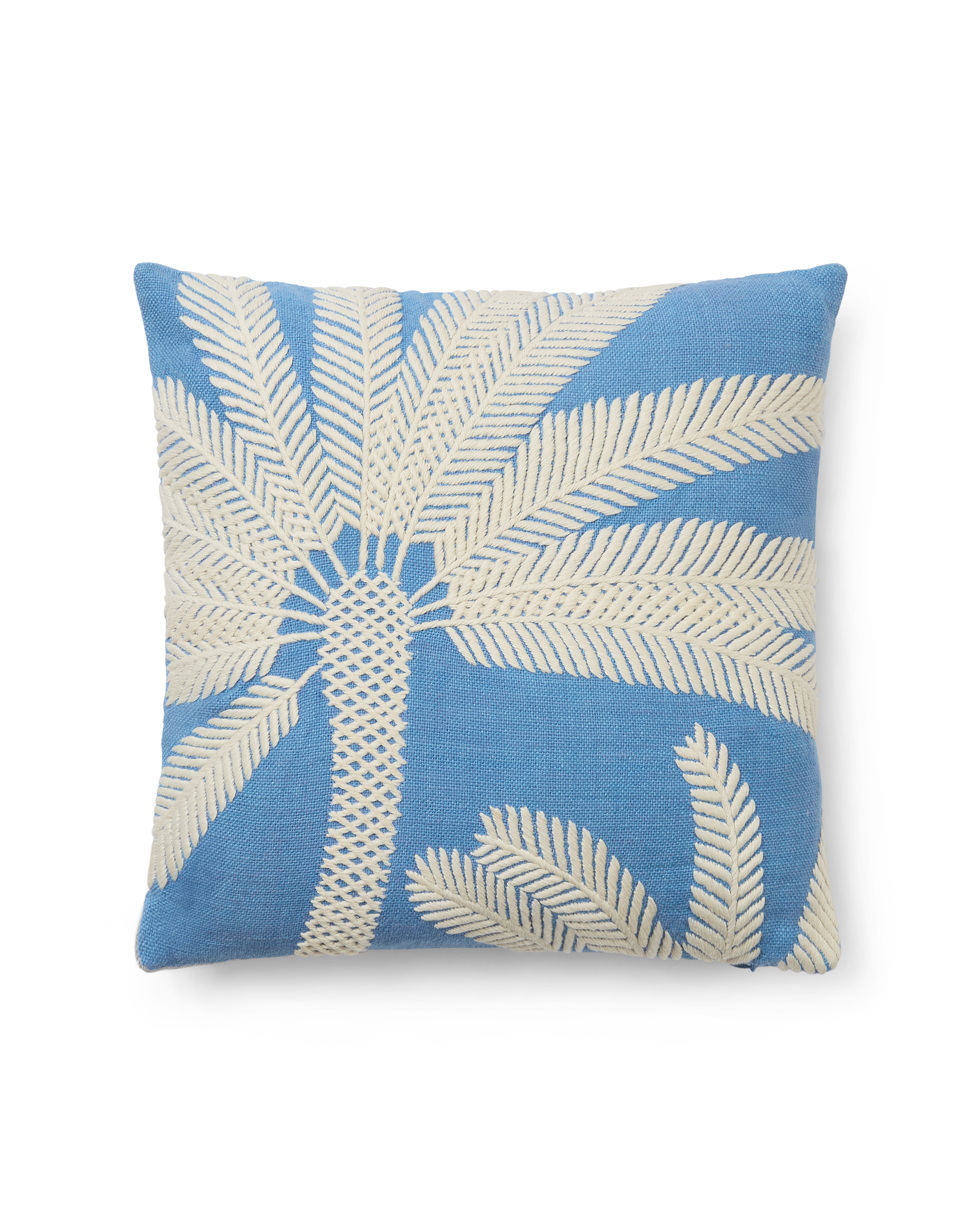 Offset Palm Embroidered Cushion Cover