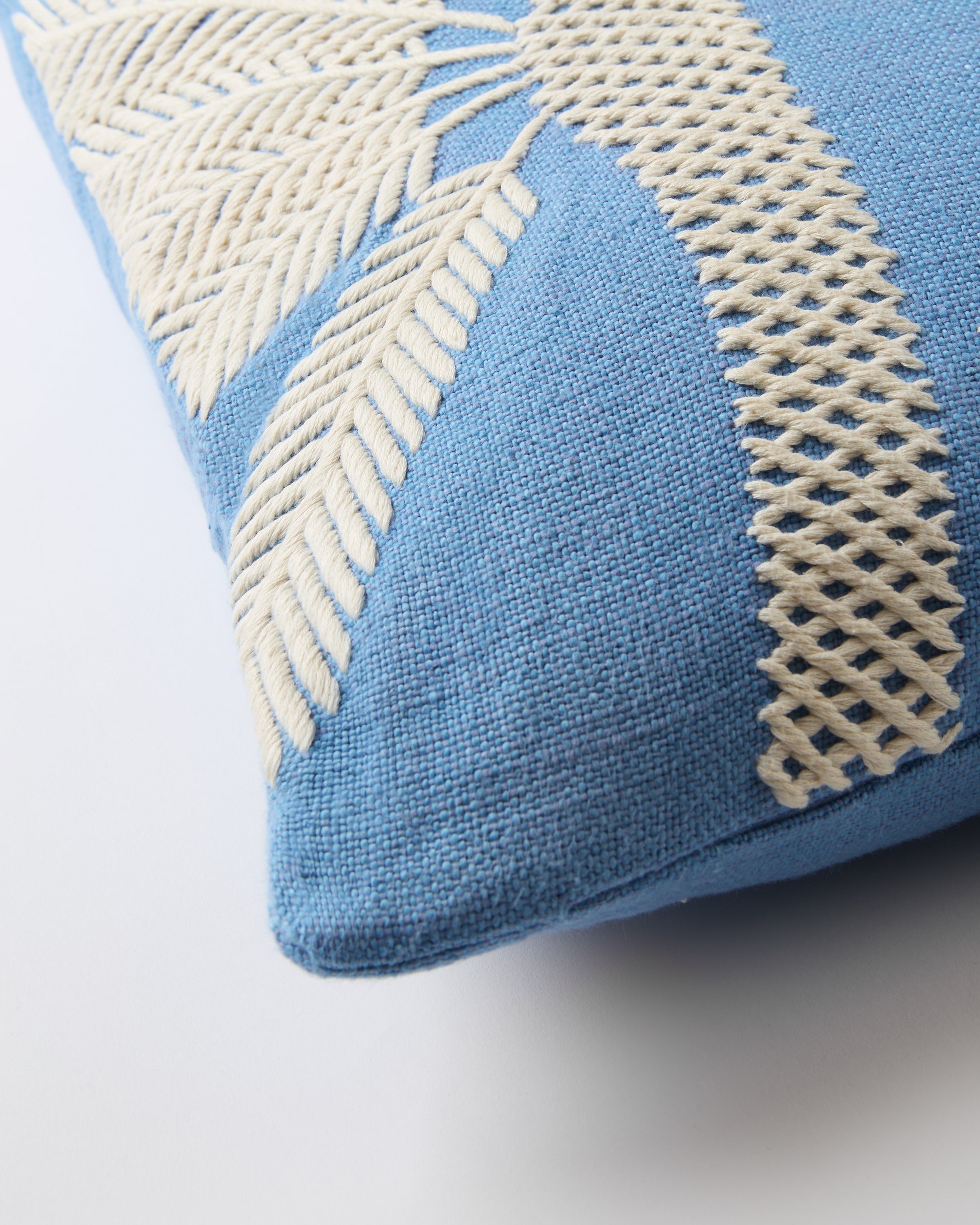 Offset Palm Embroidered Cushion Cover