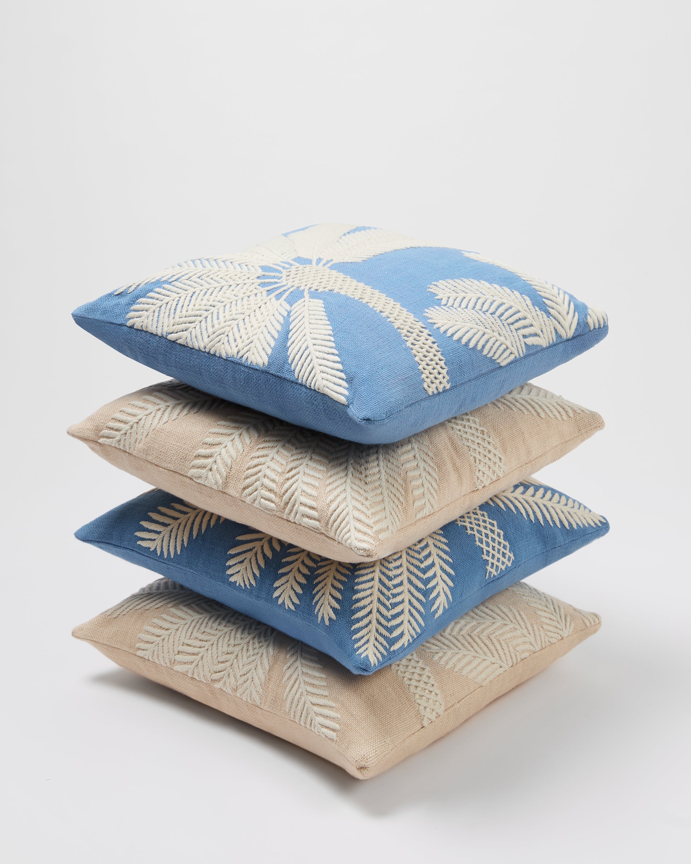 Offset Palm Embroidered Cushion Cover