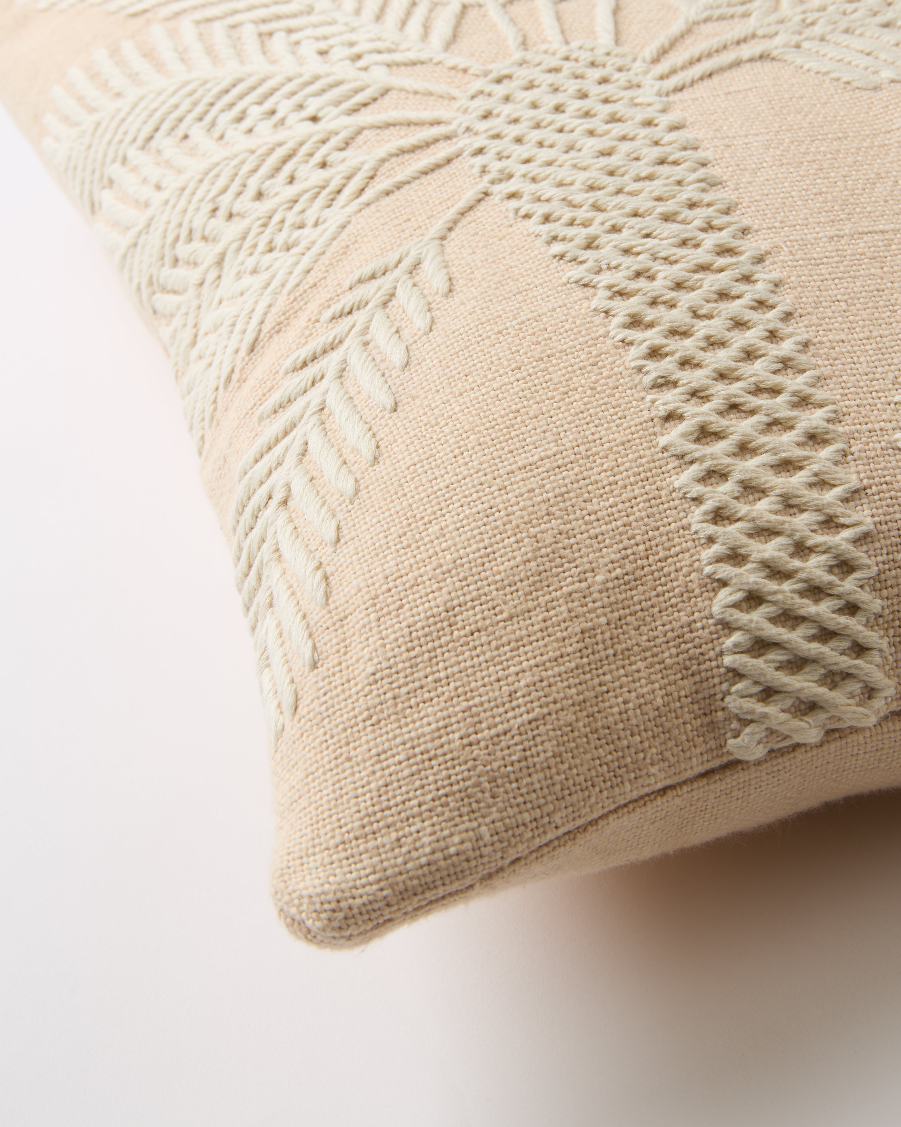 Offset Palm Embroidered Cushion Cover