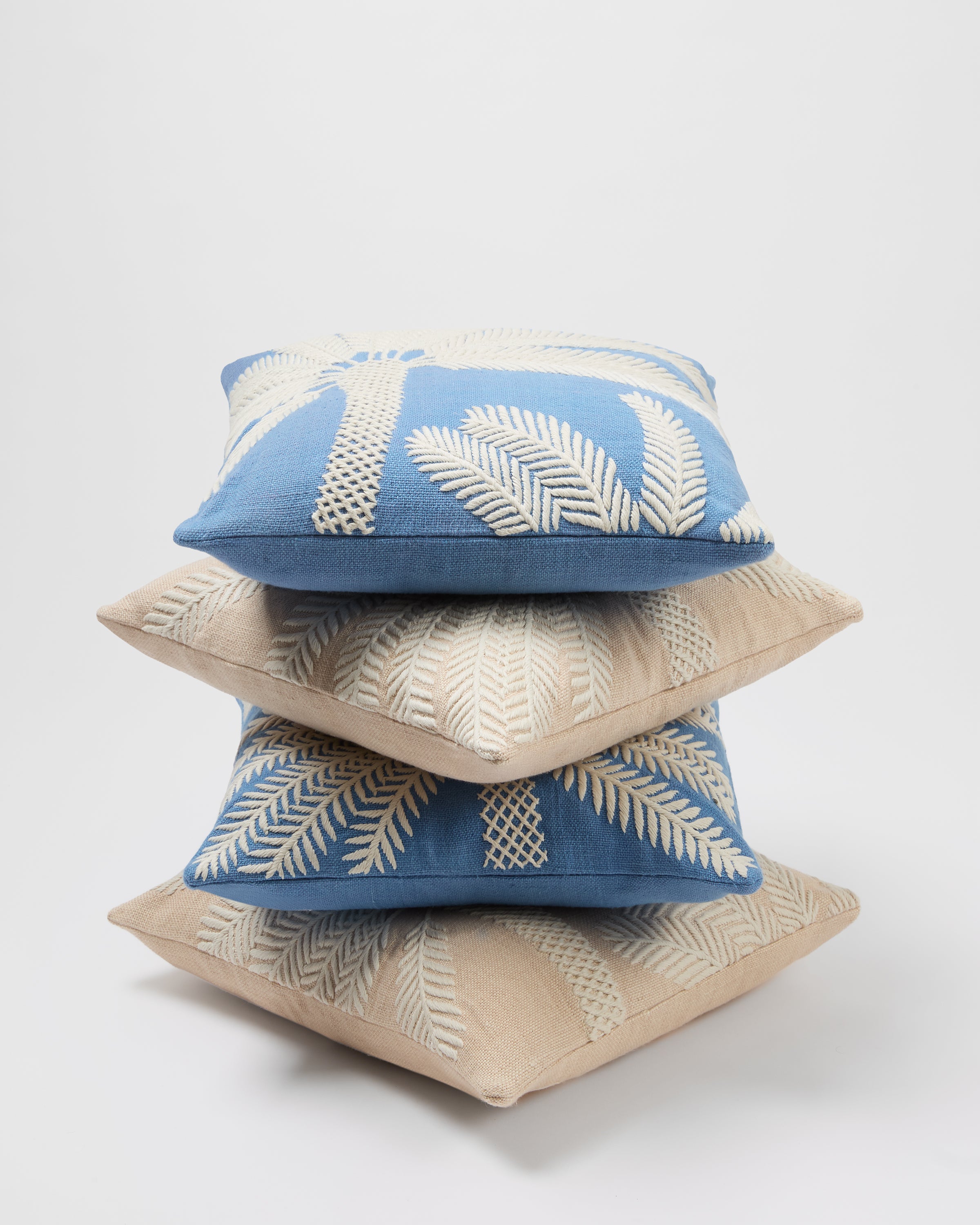 Offset Palm Embroidered Cushion Cover