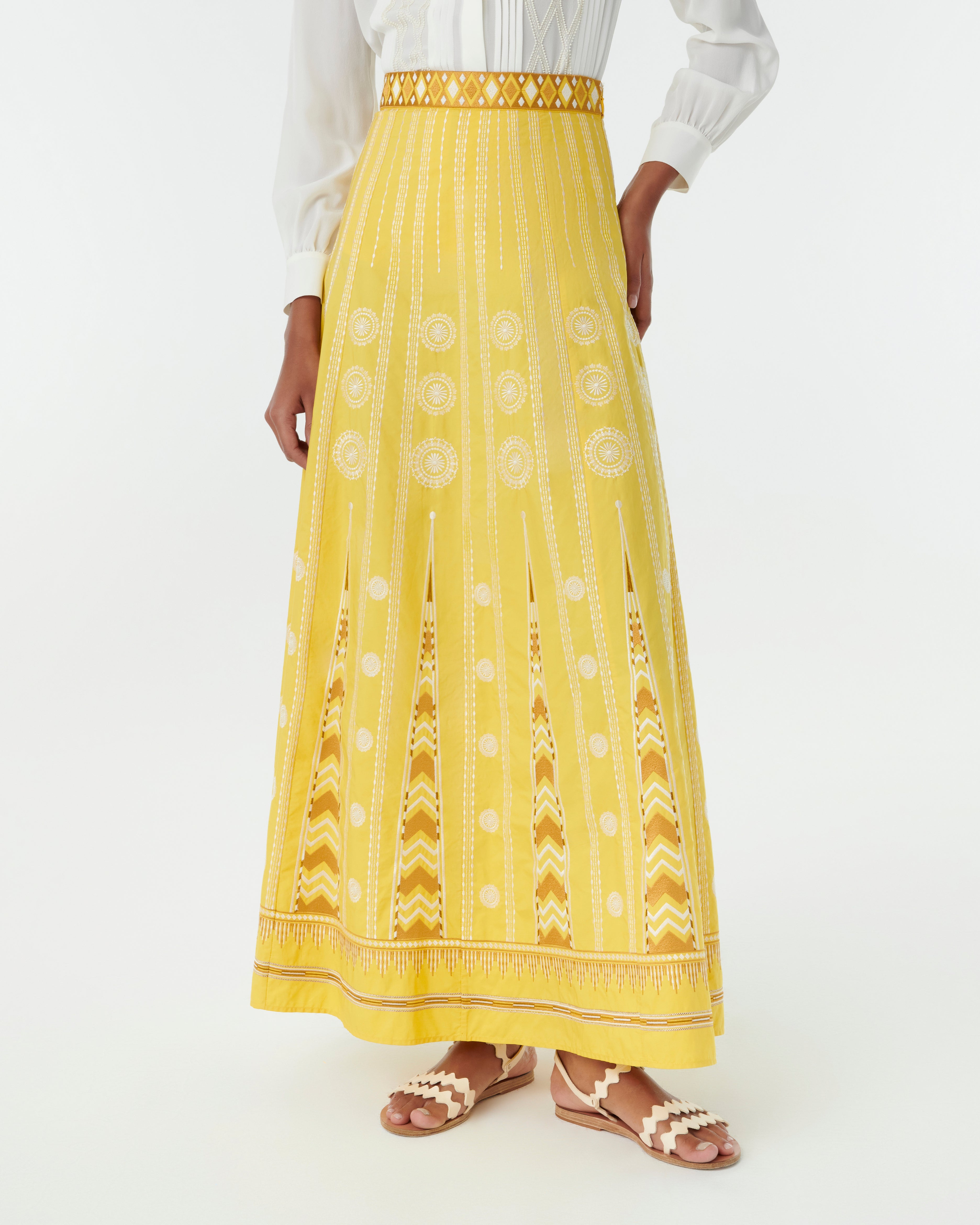 Camille Skirt with Backgammon Embroidery