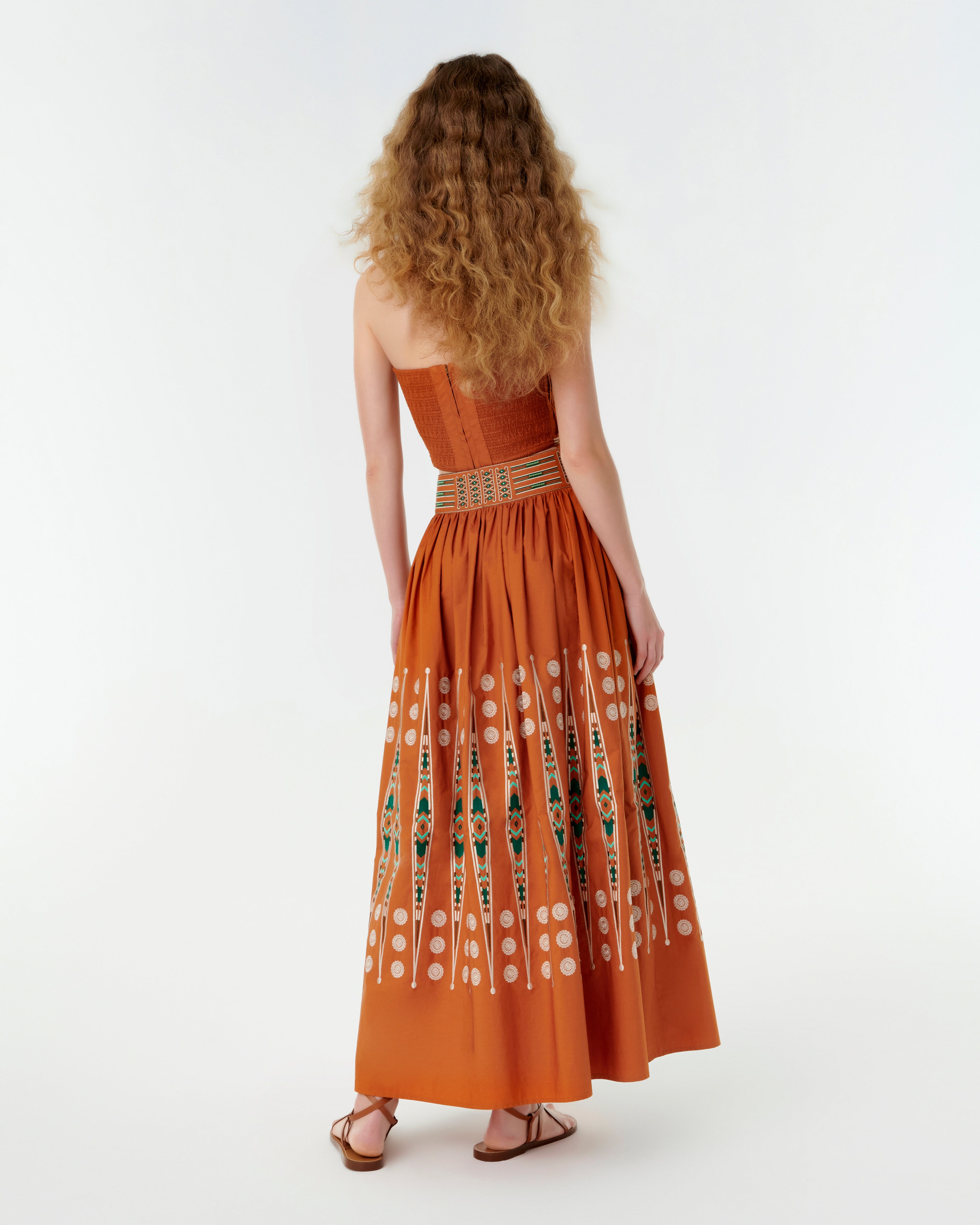 Ombretta Skirt with Backgammon Embroidery