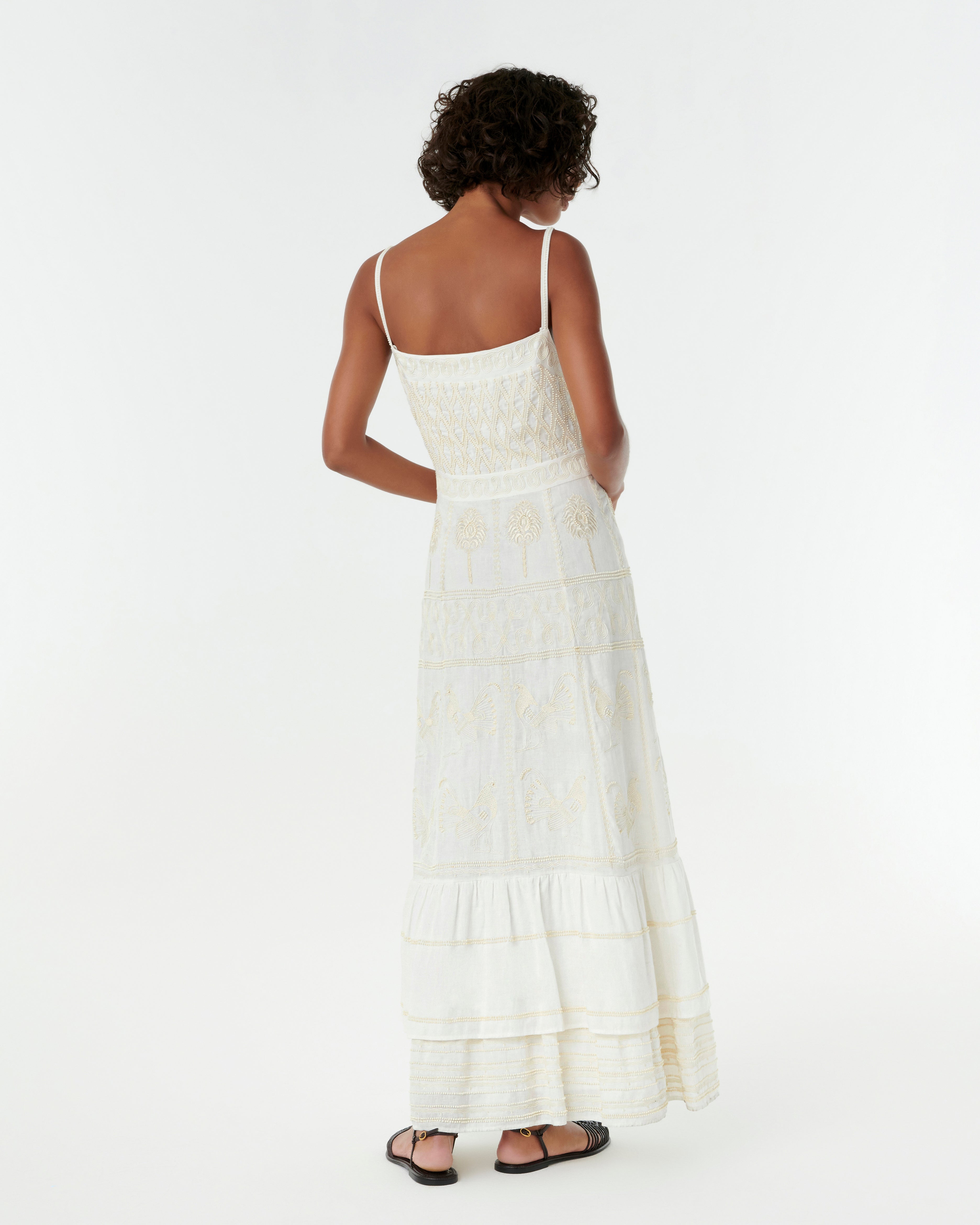 Indah Dress with Greek Rooster Embroidery