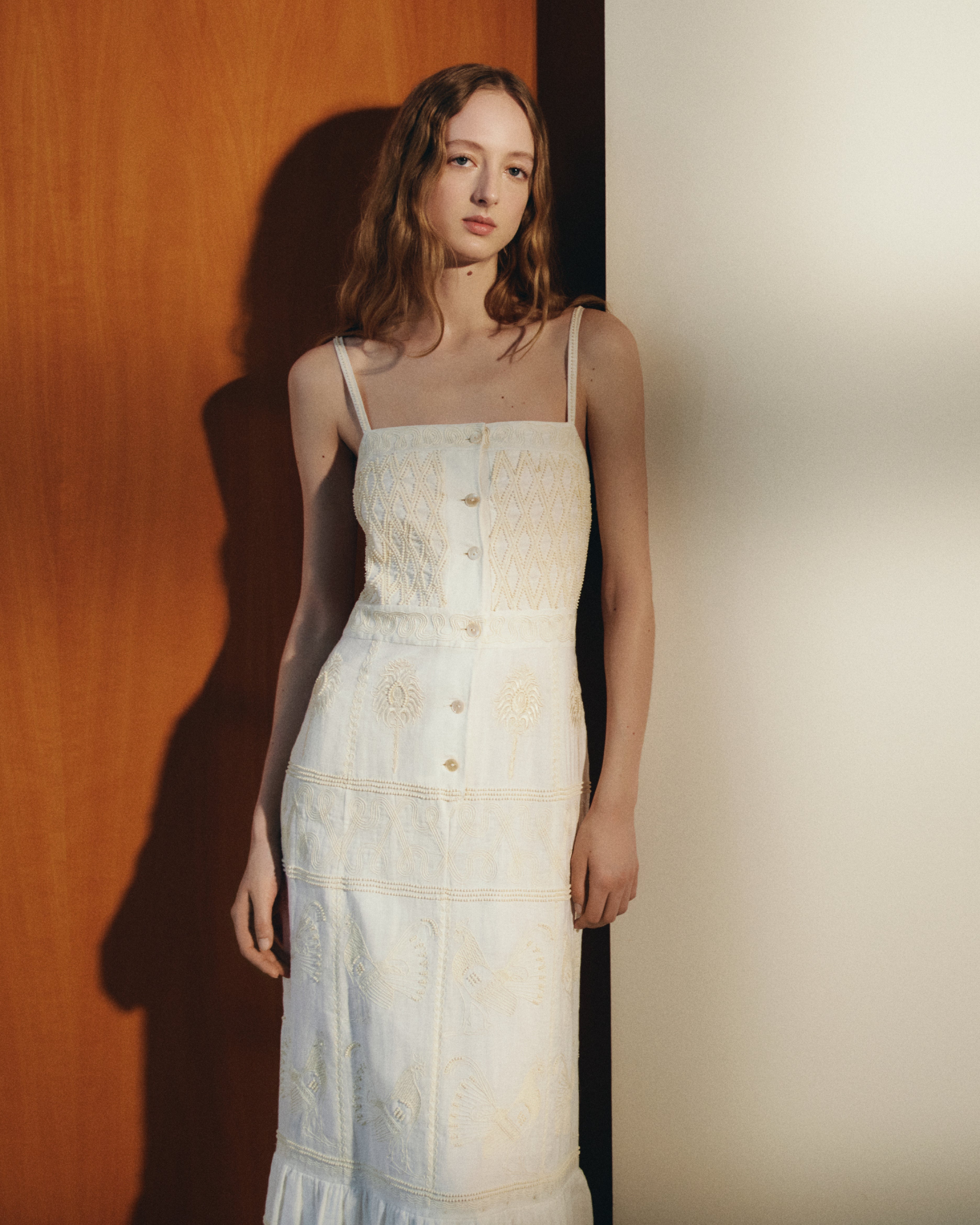 Indah Dress with Greek Rooster Embroidery