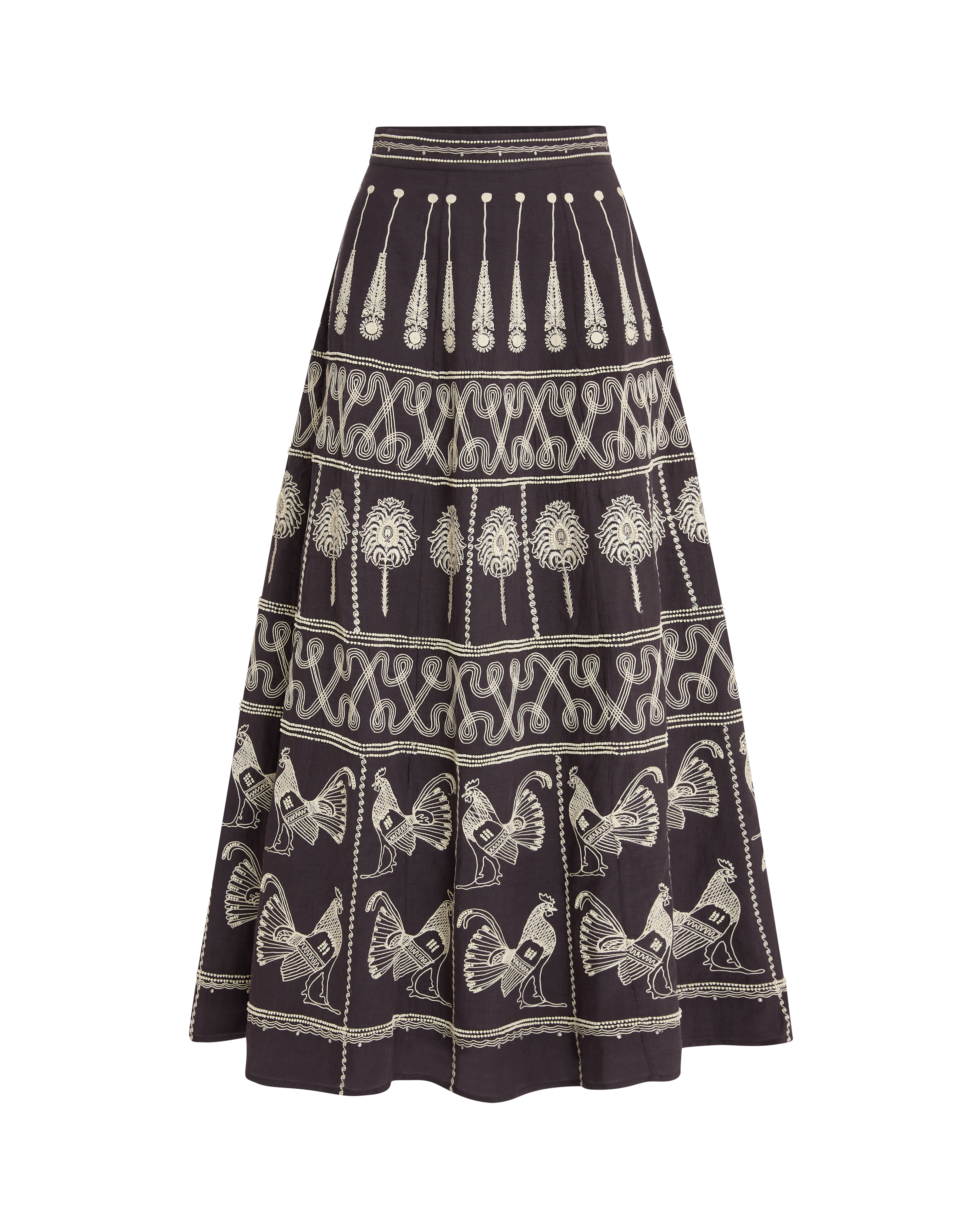 Camille Skirt with Greek Rooster Embroidery
